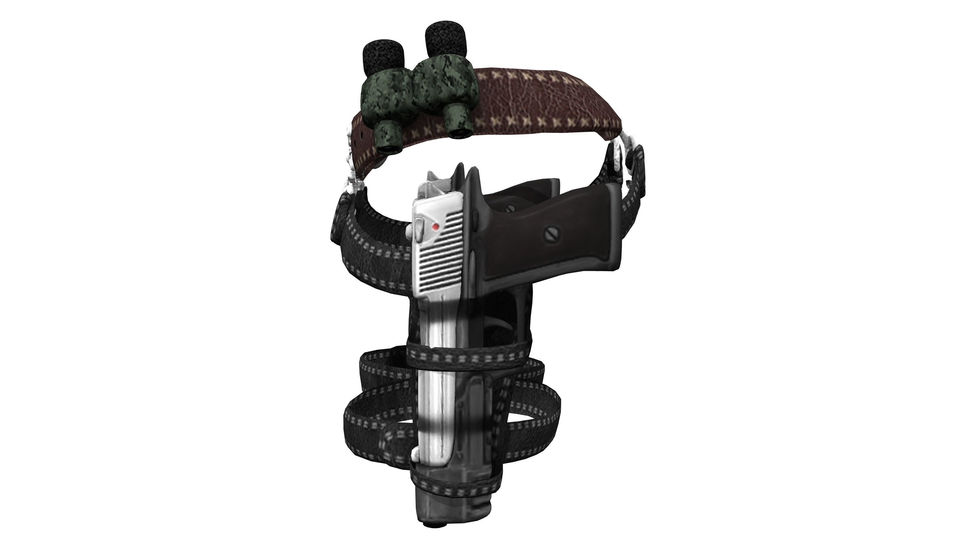 Combat Girl Belt Gun and Holster Set Low-poly 3D model_3