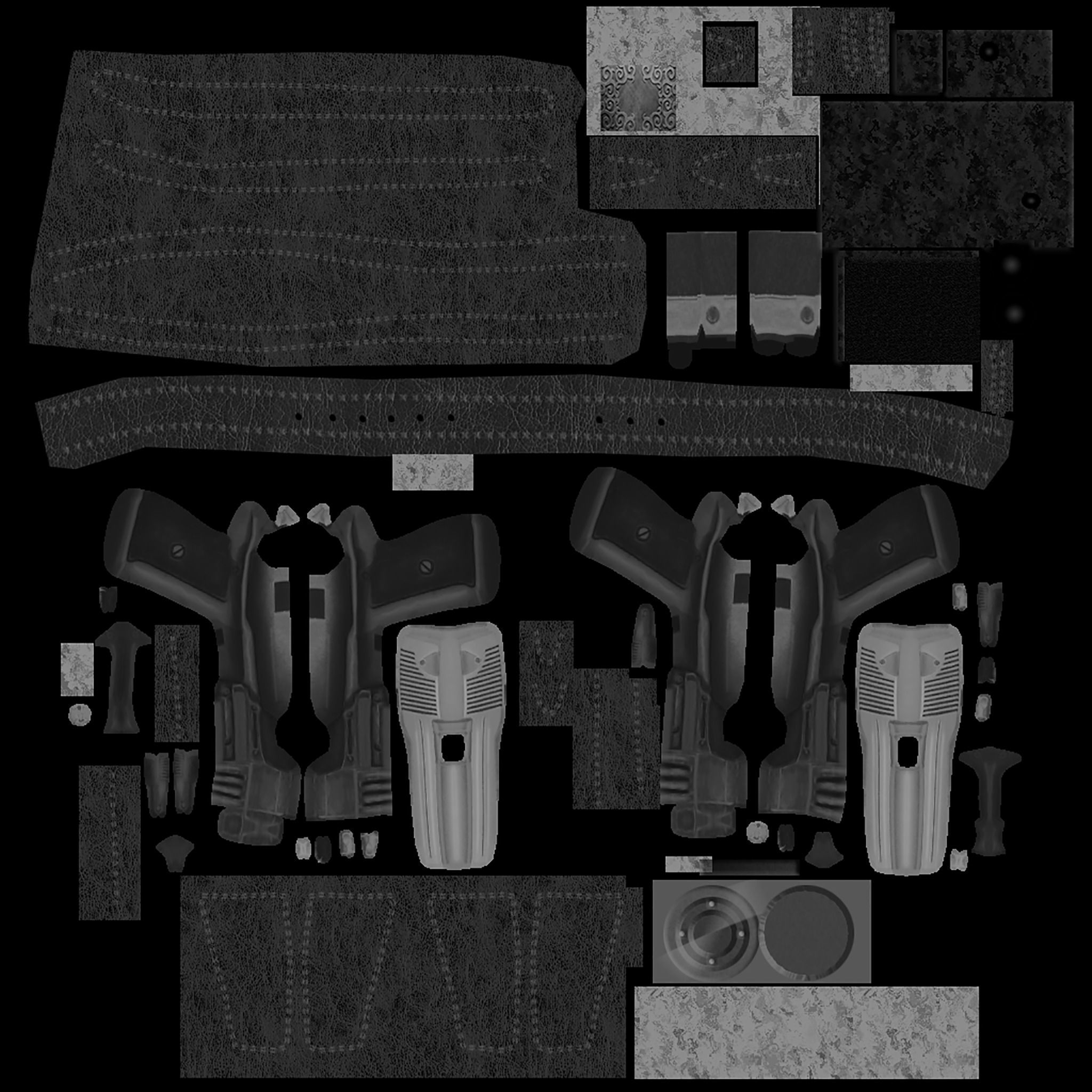 Combat Girl Belt Gun and Holster Set Low-poly 3D model_11