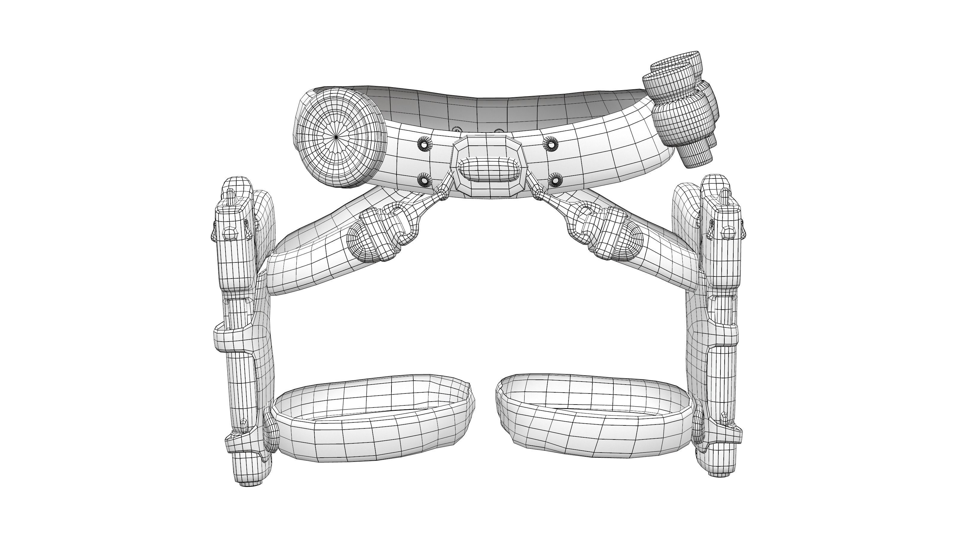 Combat Girl Belt Gun and Holster Set Low-poly 3D model_6