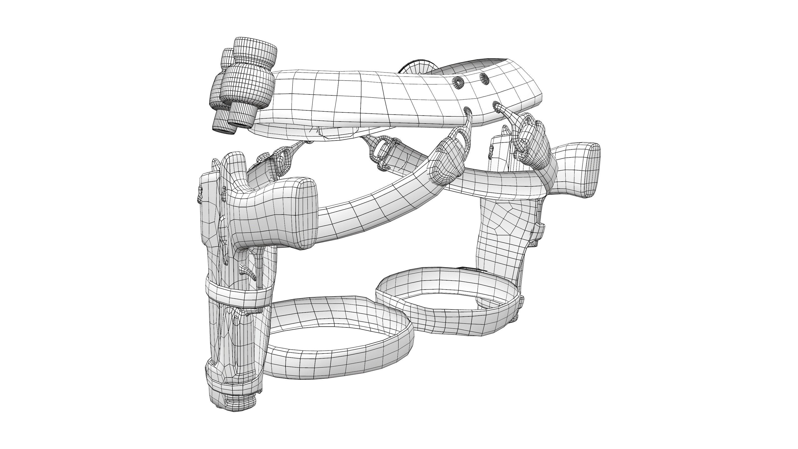 Combat Girl Belt Gun and Holster Set Low-poly 3D model_7