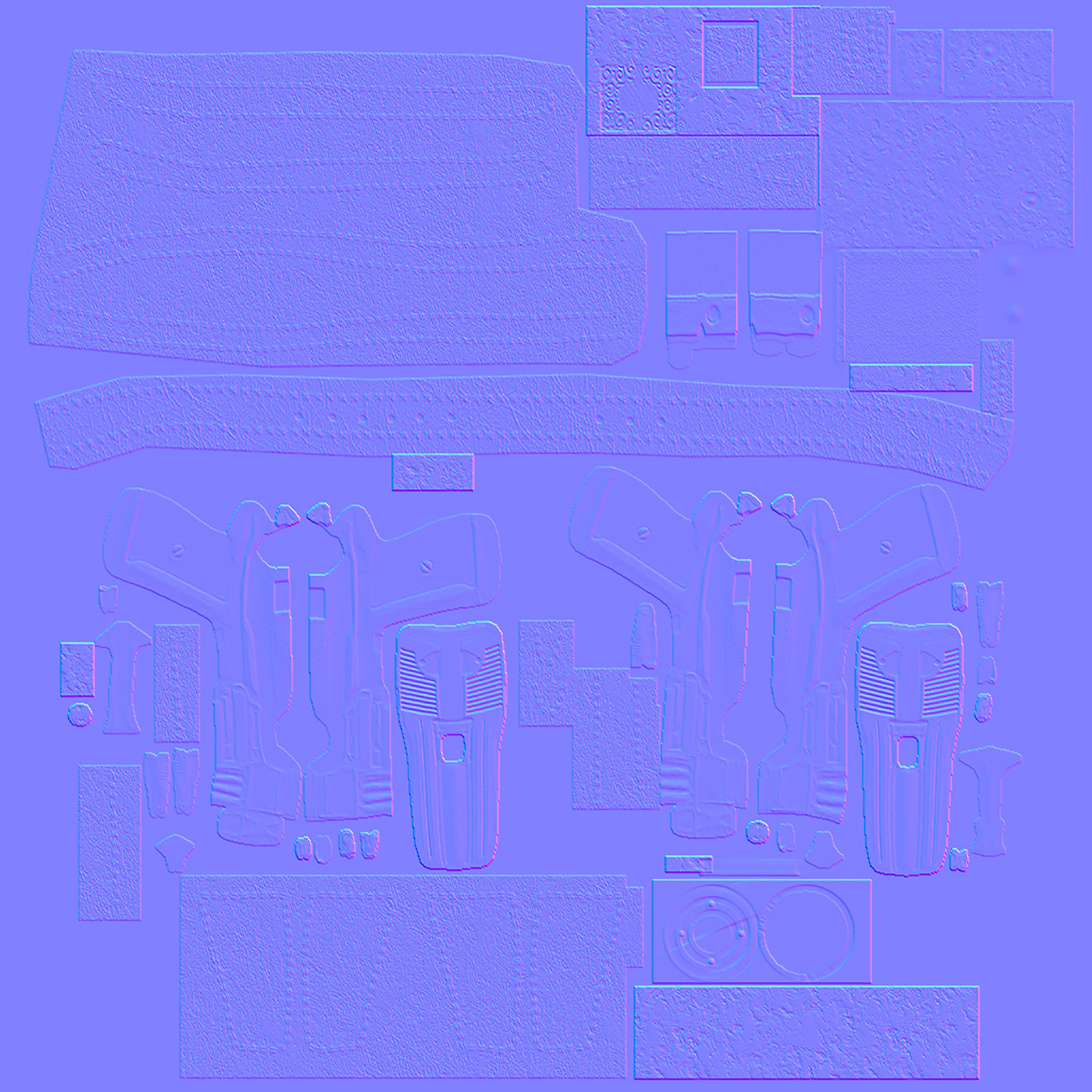 Combat Girl Belt Gun and Holster Set Low-poly 3D model_10