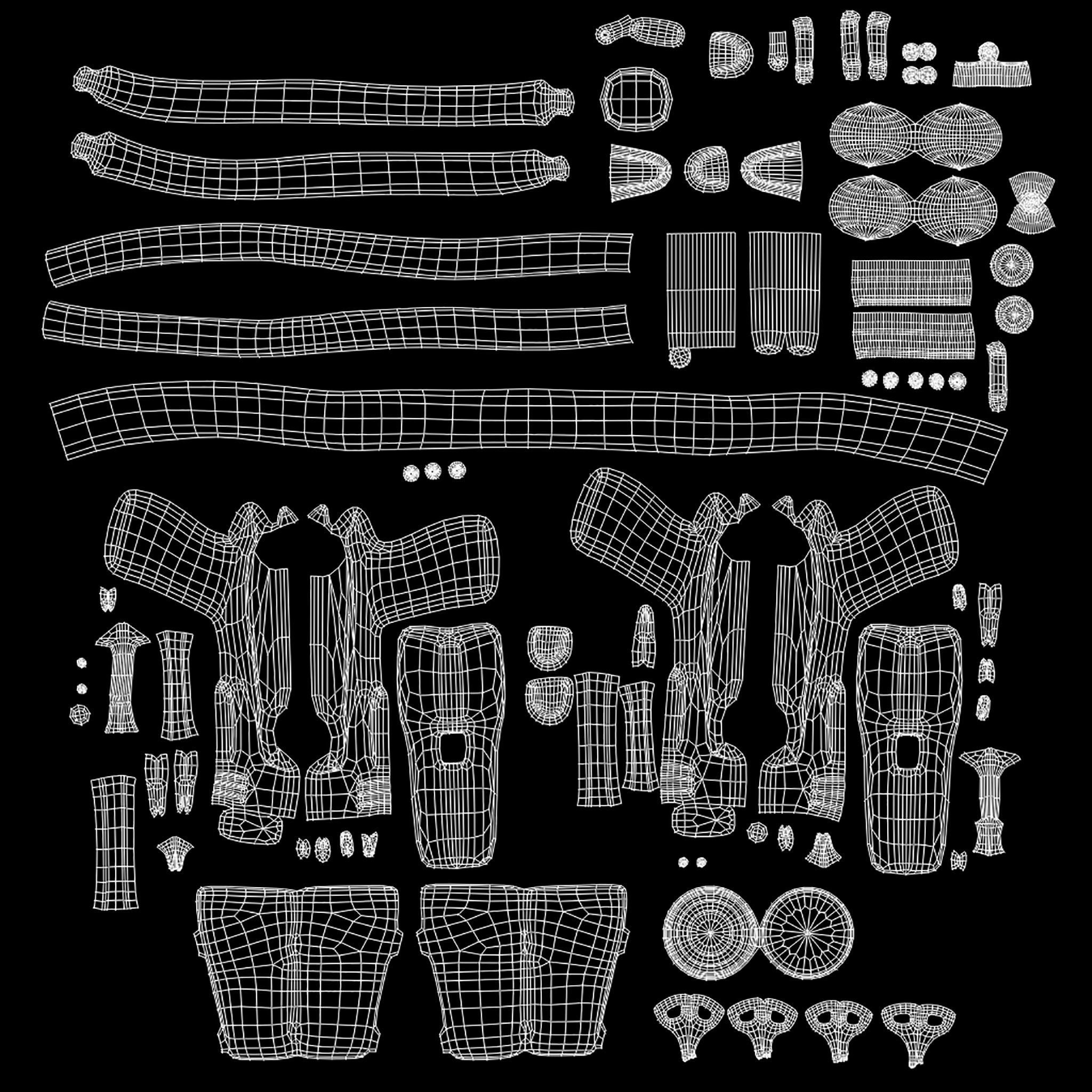 Combat Girl Belt Gun and Holster Set Low-poly 3D model_13