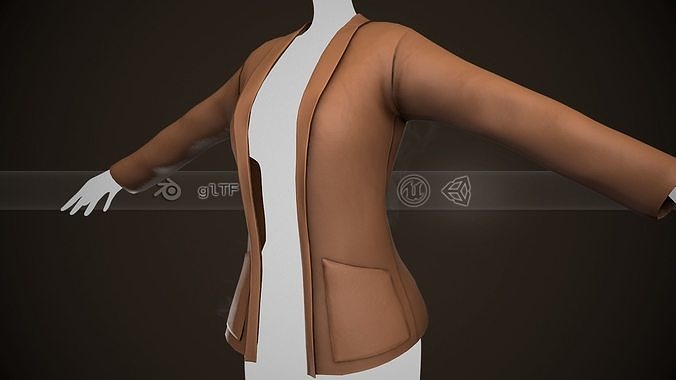 Female Brown Jacket Style 2 Low-poly 3D model