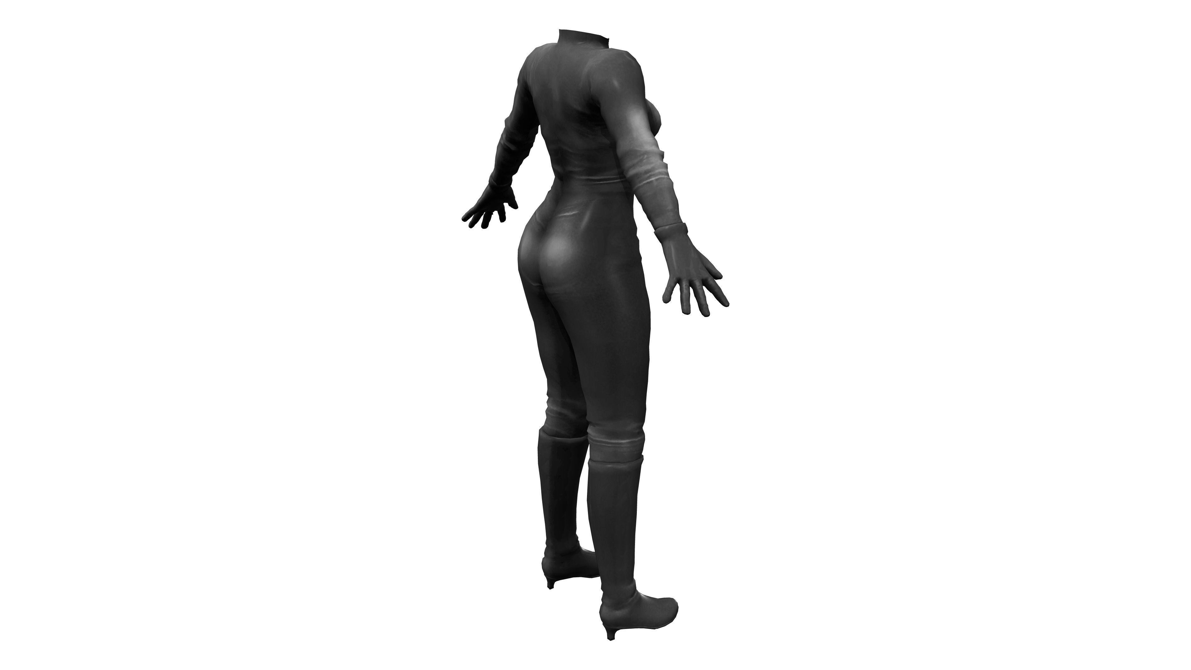 Front Zip Open Catsuit Low-poly 3D model_5
