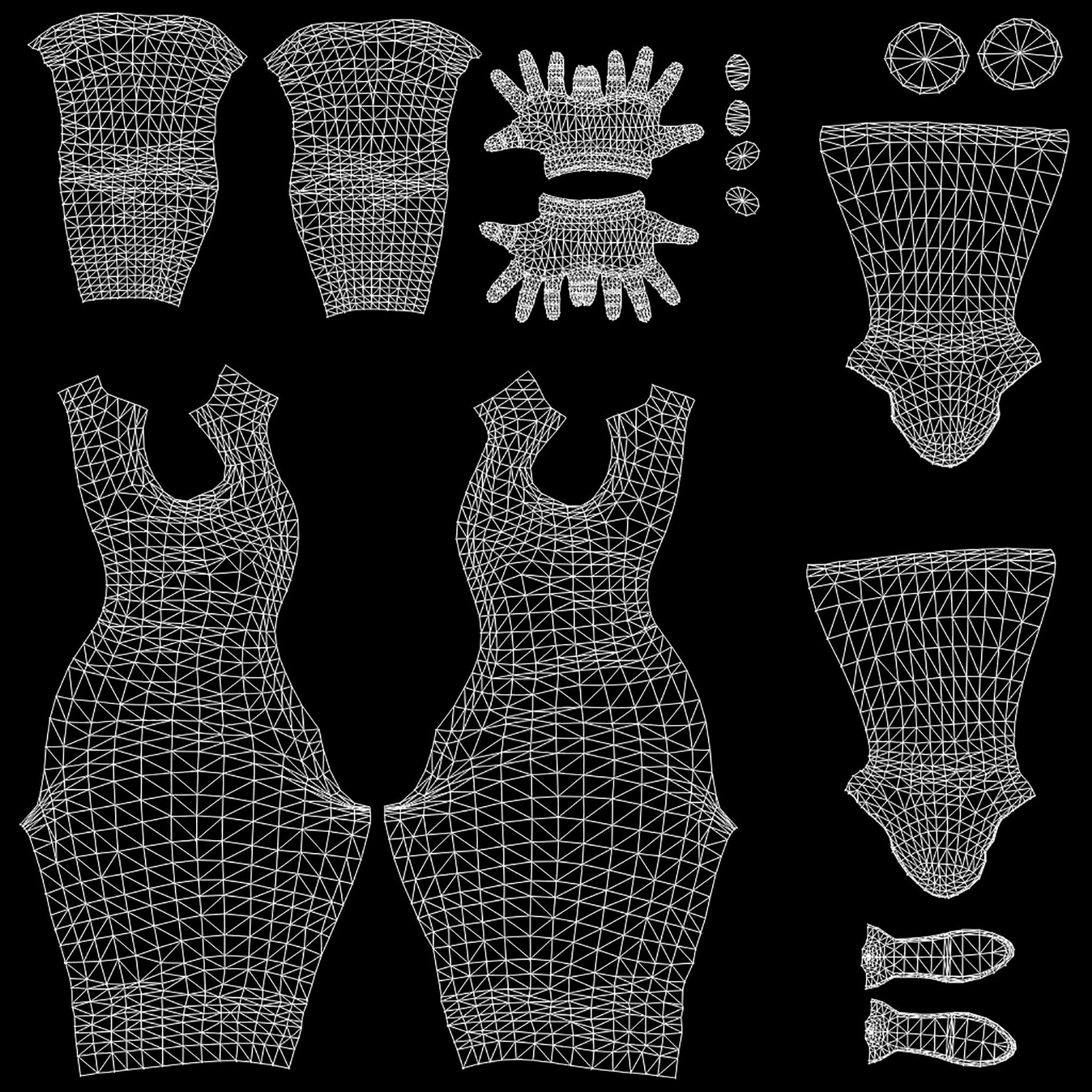 Front Zip Open Catsuit Low-poly 3D model_15