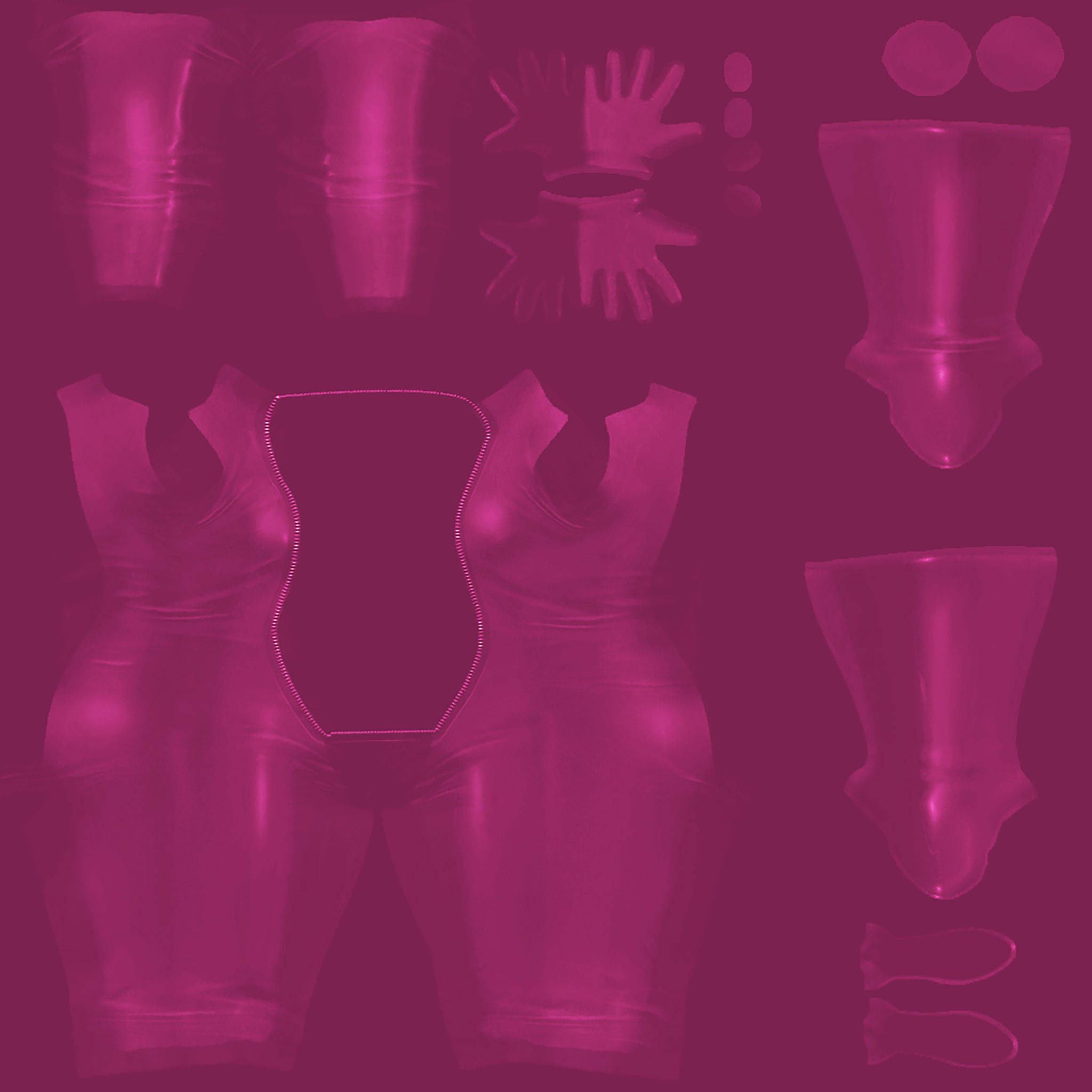 Front Zip Open Catsuit Low-poly 3D model_10