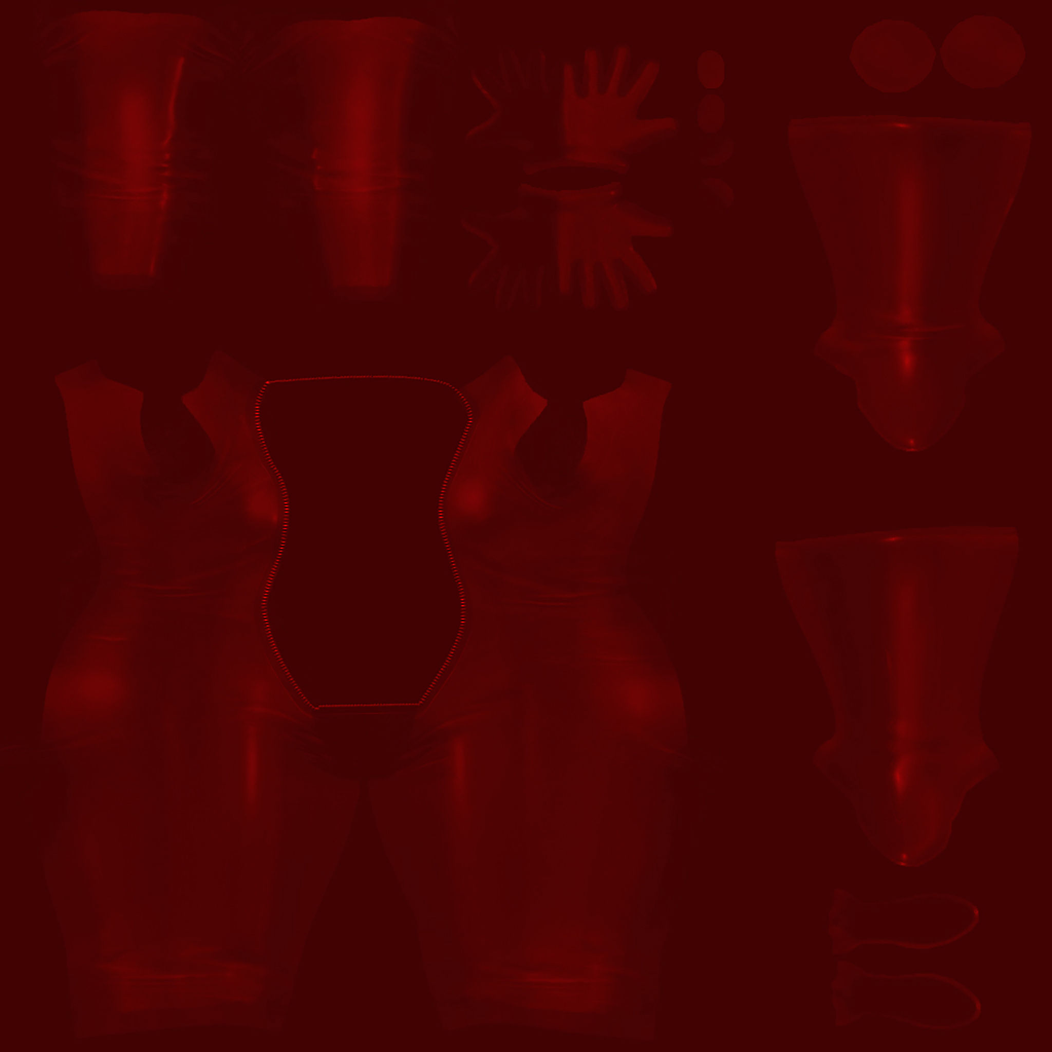 Front Zip Open Catsuit Low-poly 3D model_11