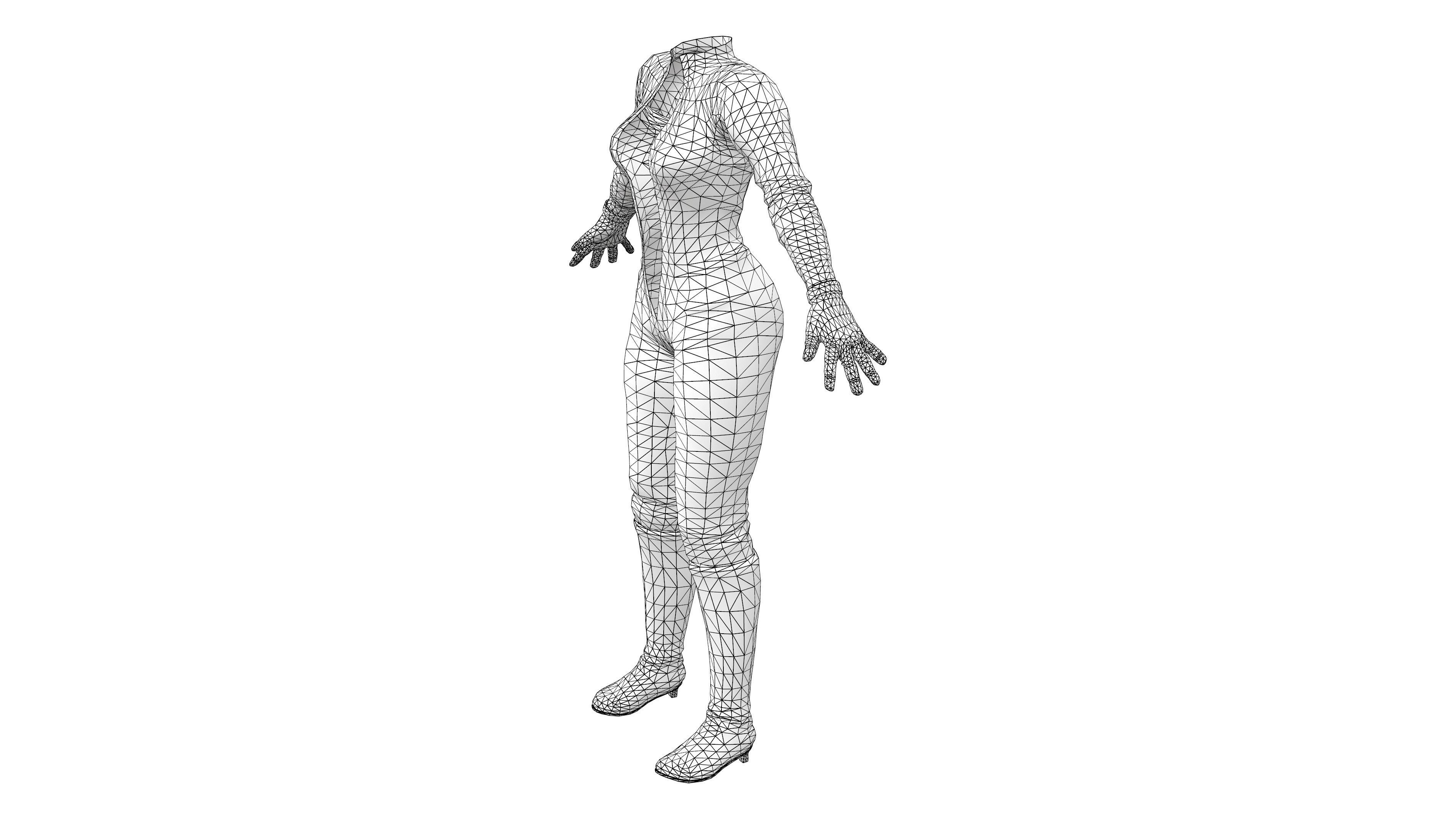 Front Zip Open Catsuit Low-poly 3D model_7