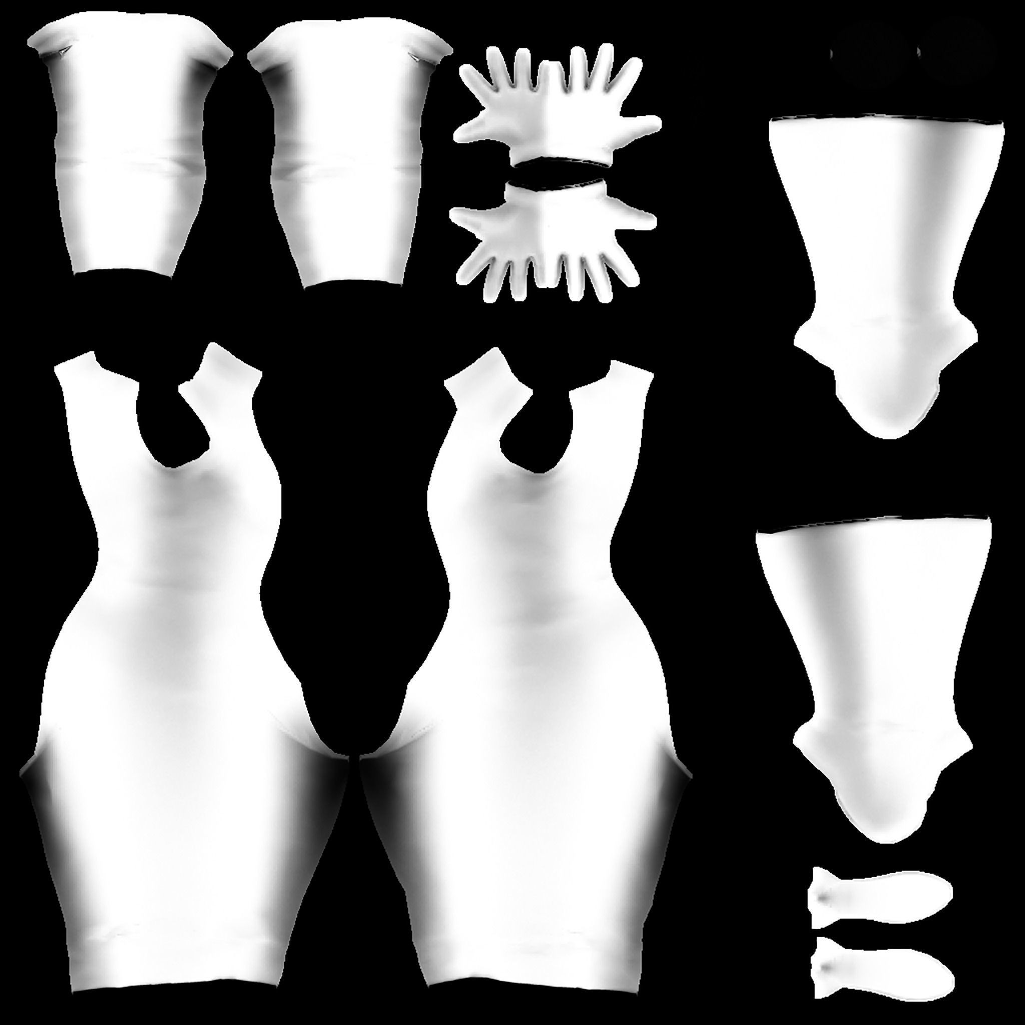 Front Zip Open Catsuit Low-poly 3D model_14