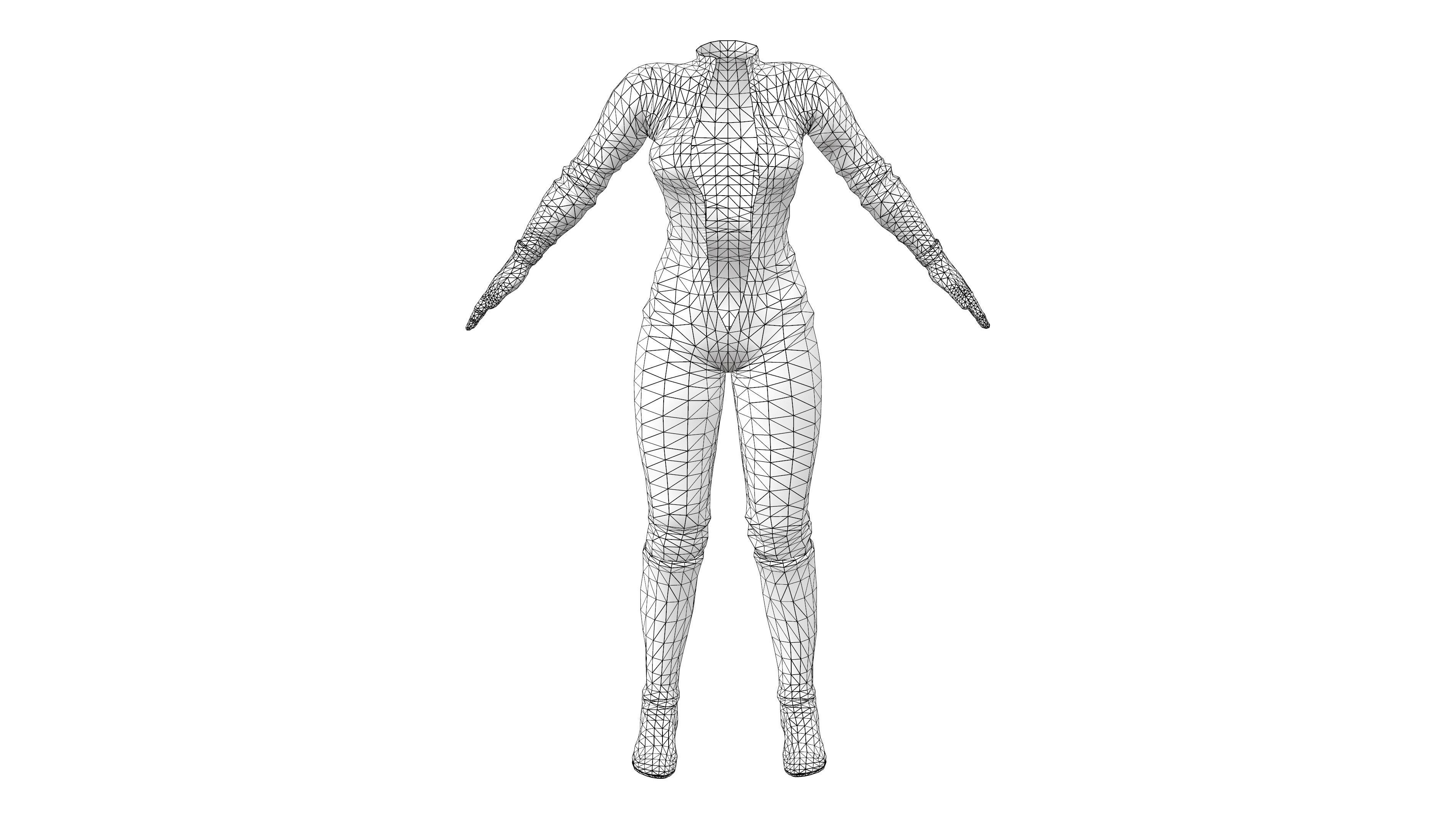 Front Zip Open Catsuit Low-poly 3D model_6