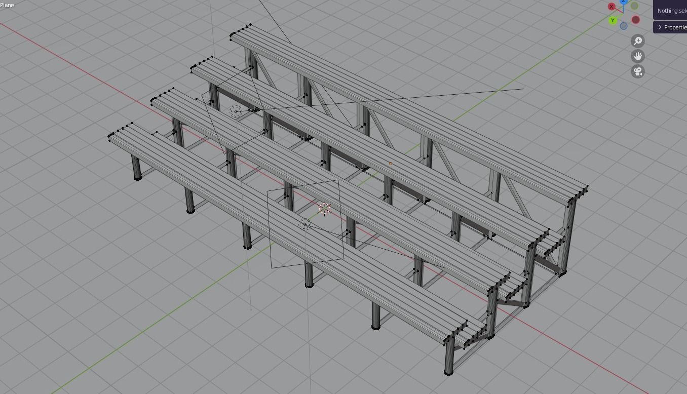 Bleachers set of metal 3D model_3