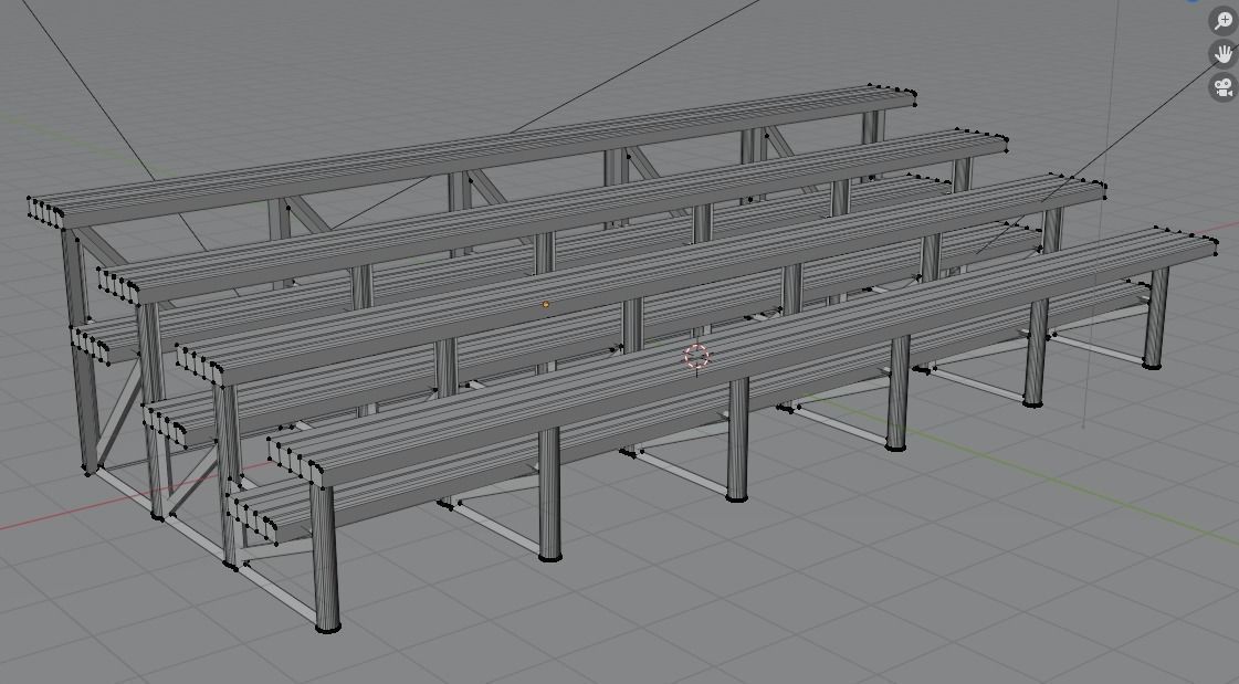 Bleachers set of metal 3D model_5