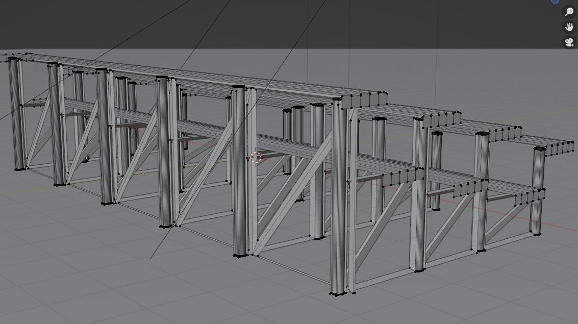 Bleachers set of metal 3D model_4