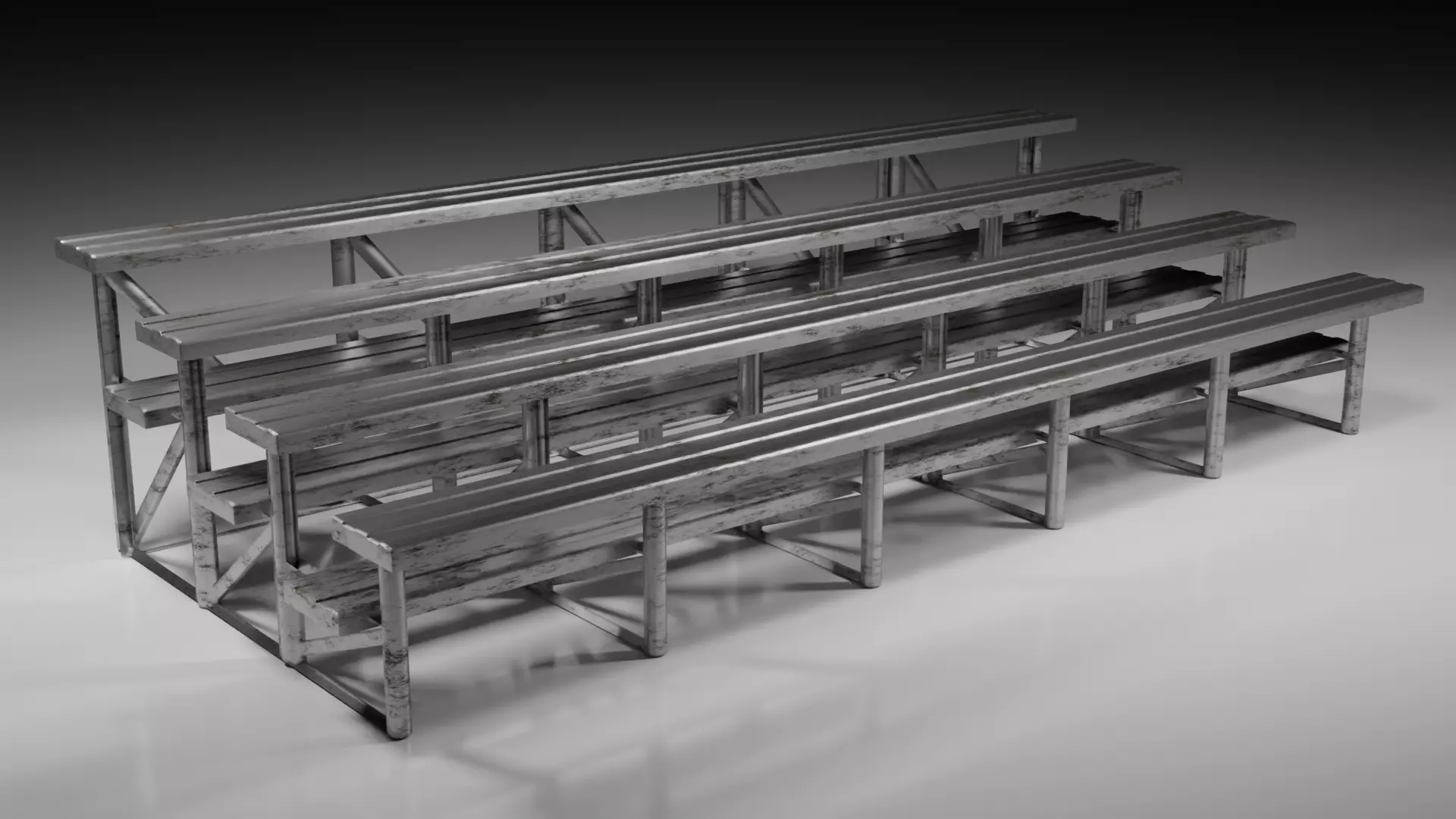 Bleachers set of metal 3D model_0