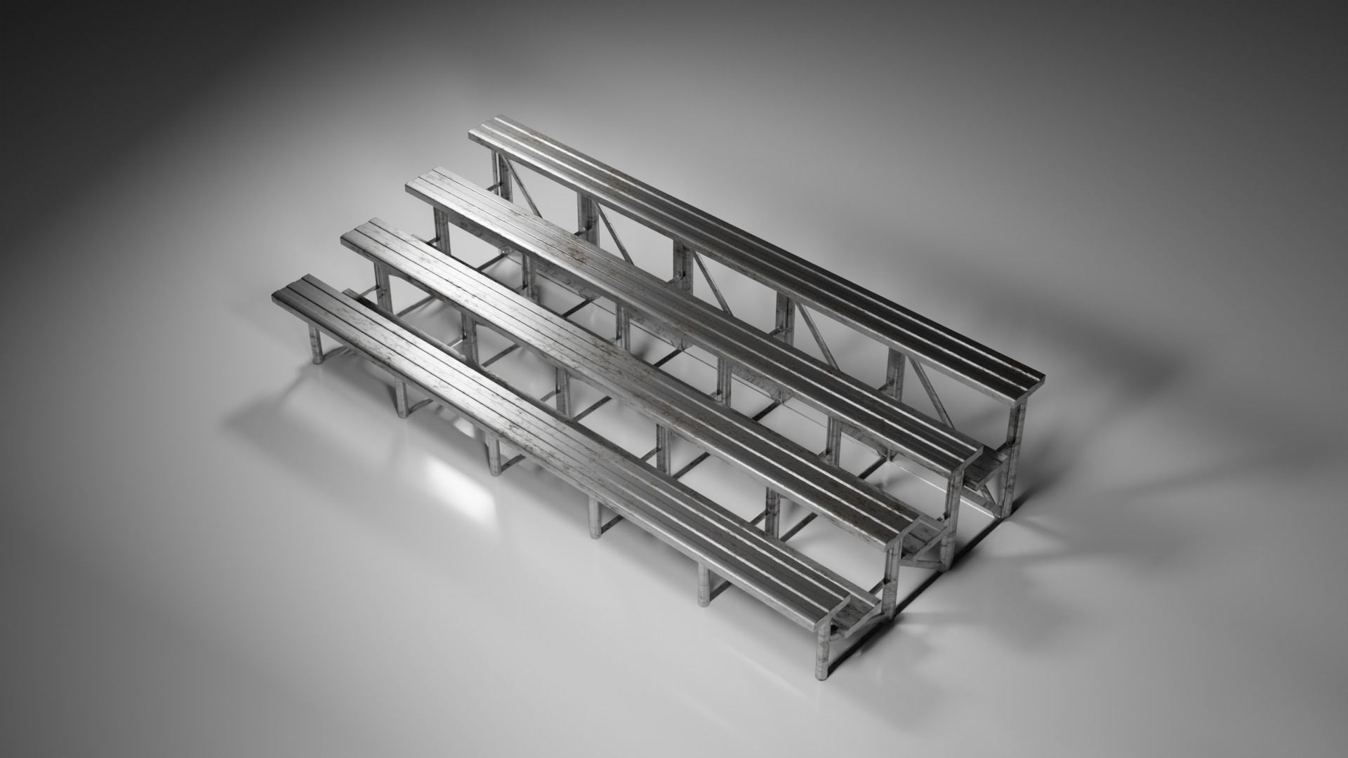 Bleachers set of metal 3D model_2