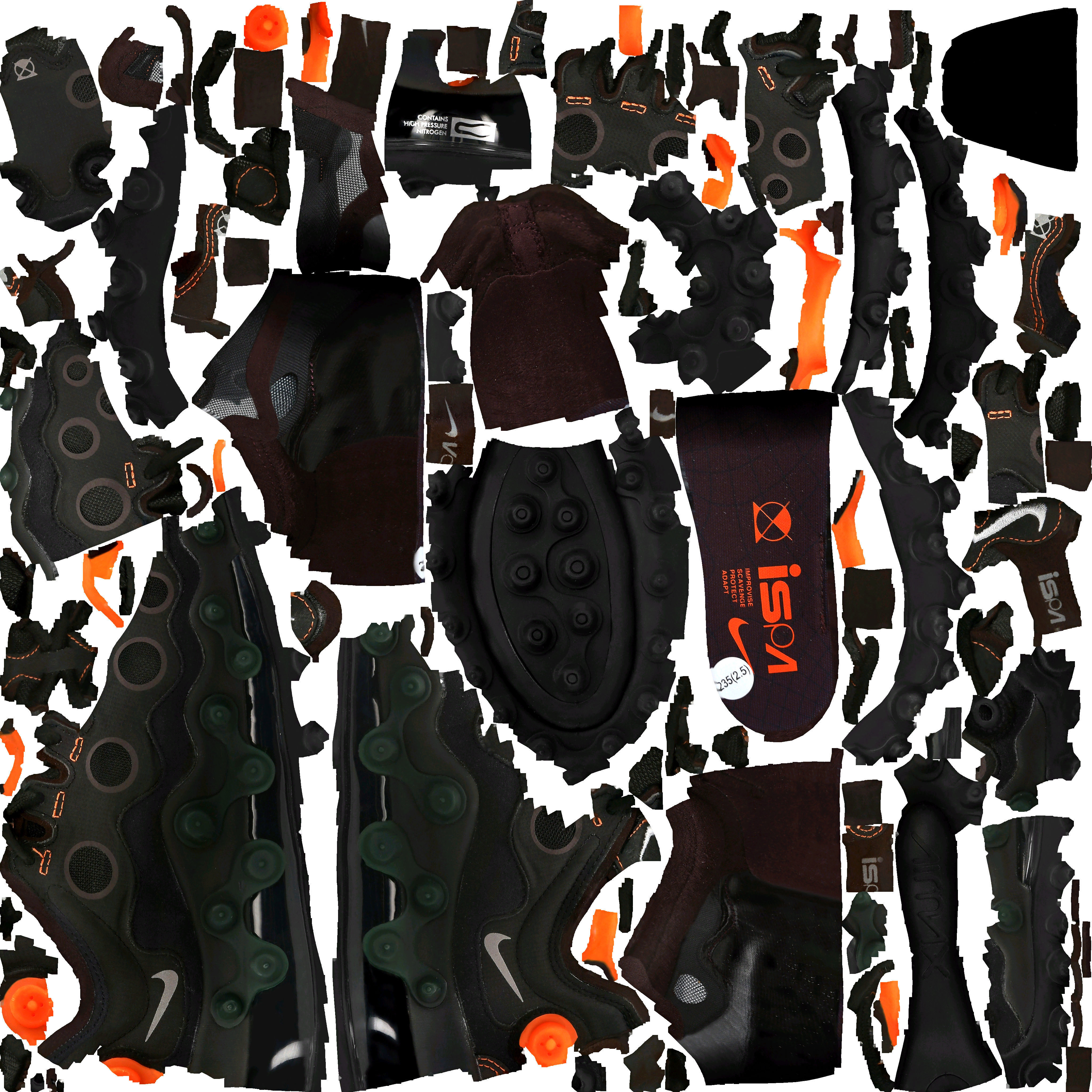 Cyberpunk sneaker  Techwear future Nike Air Max 720 ISPA shoes 3D model_12