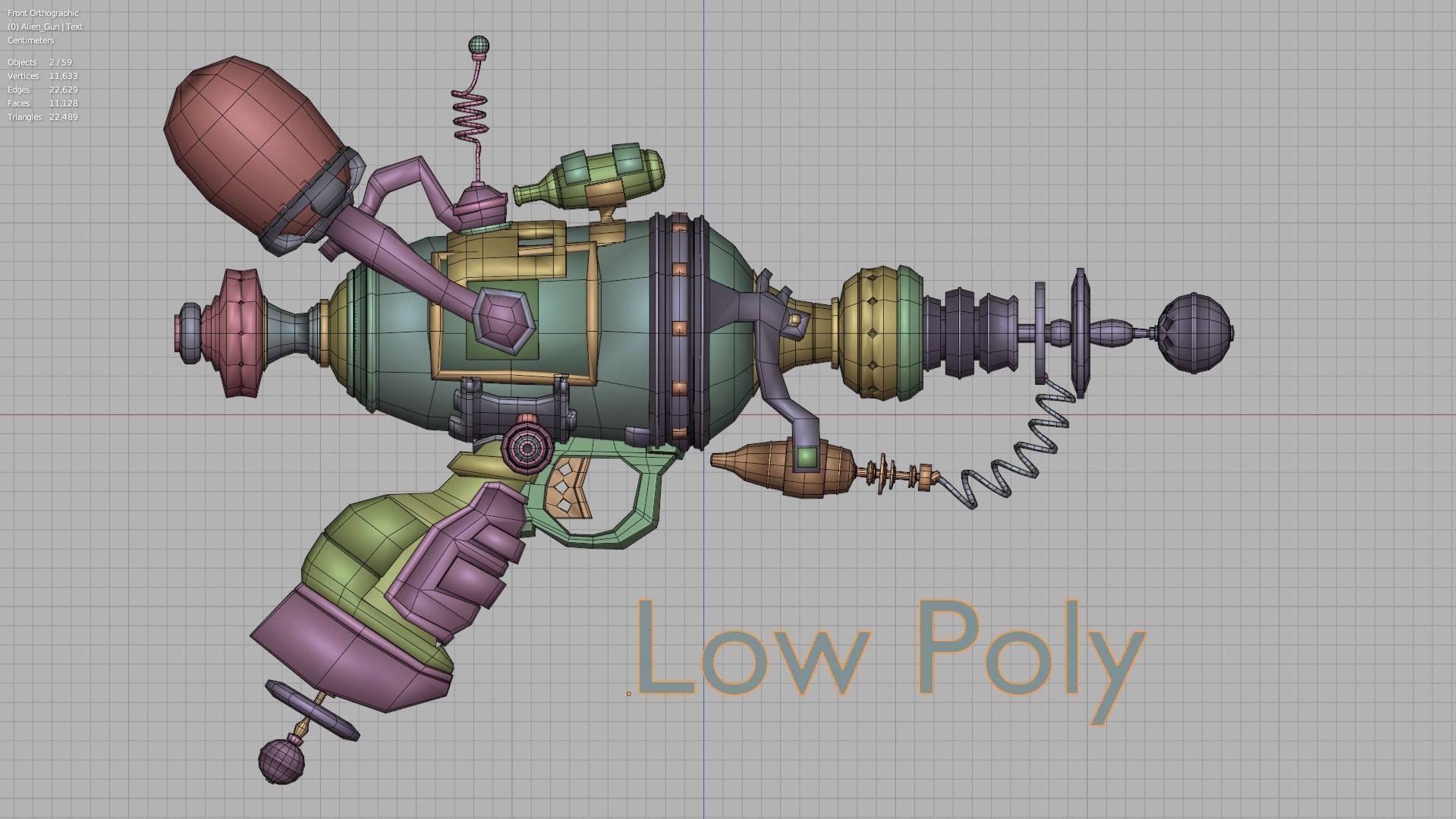 Alien Gun Weapon 3D model_10