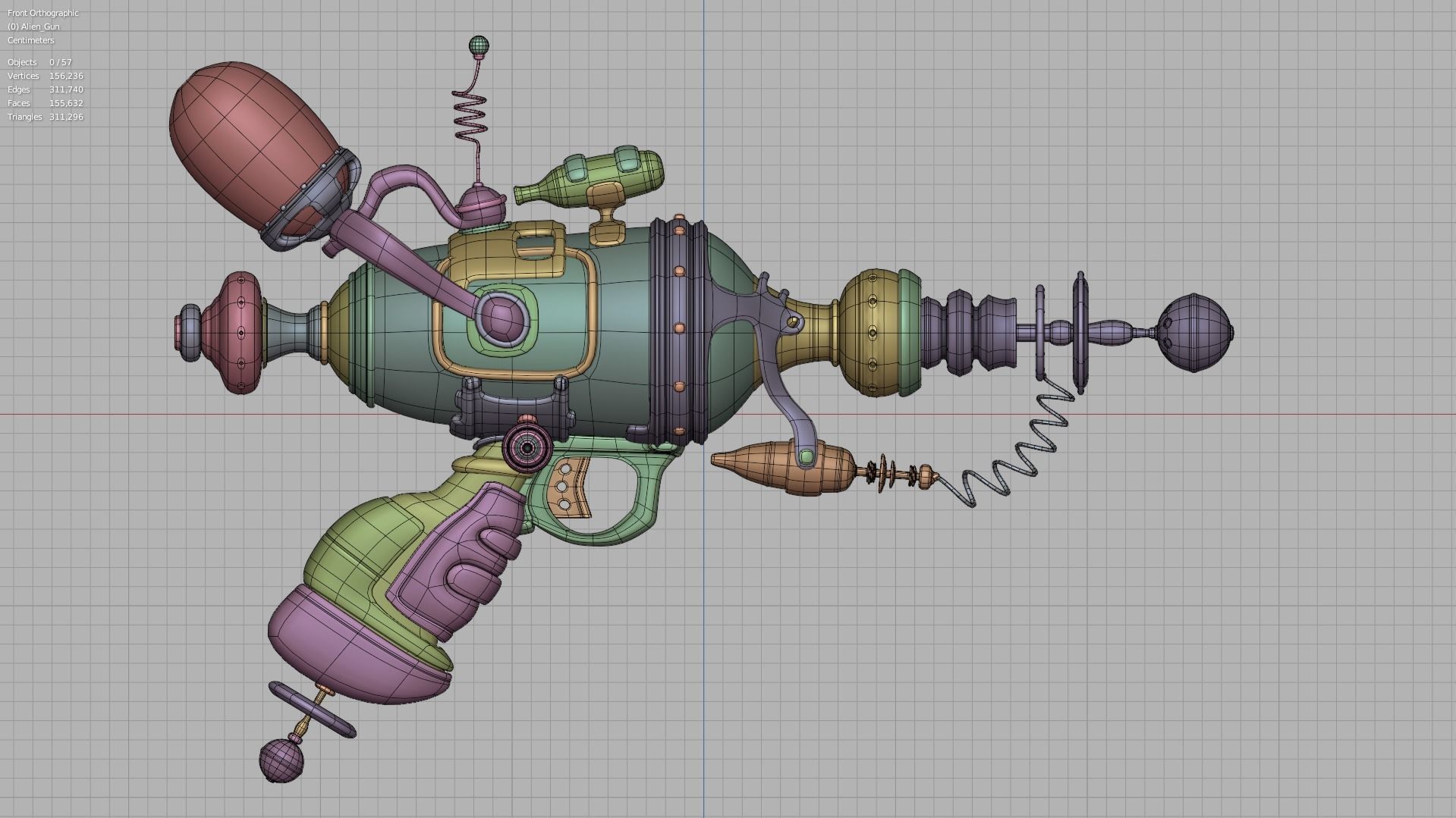 Alien Gun Weapon 3D model_9