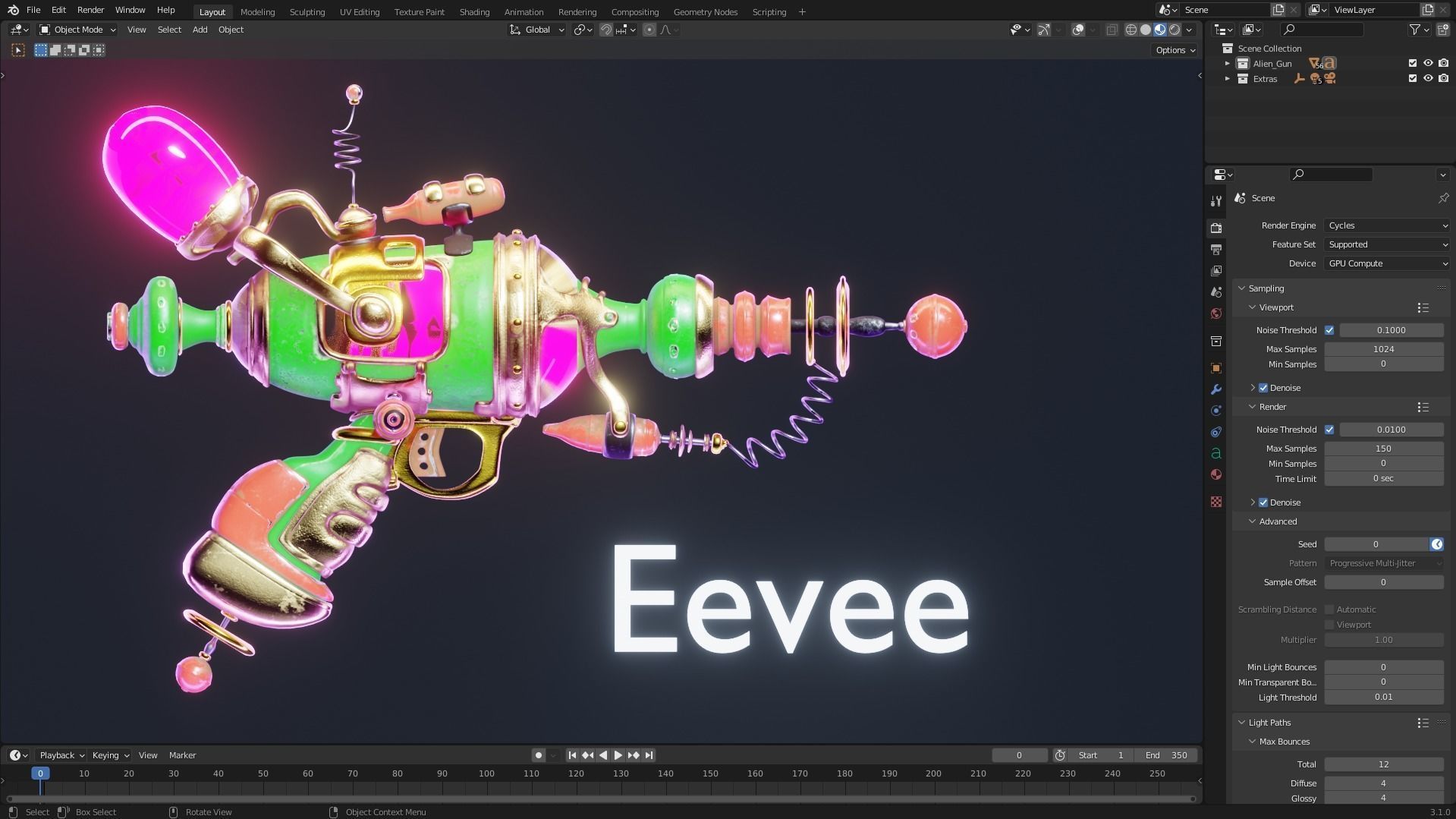 Alien Gun Weapon 3D model_3