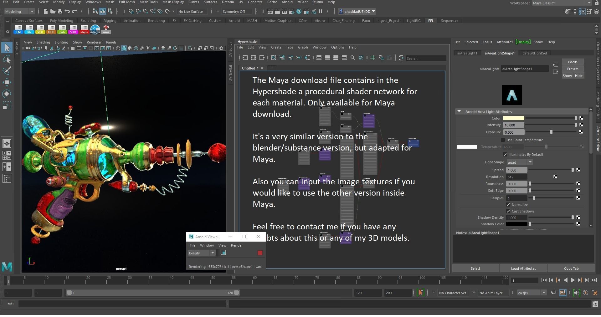 Alien Gun Weapon 3D model_5