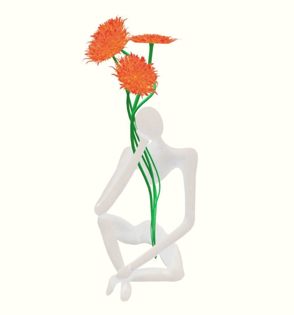 Flower Holder Statue  LP   Statue  Low-poly 3D model_1
