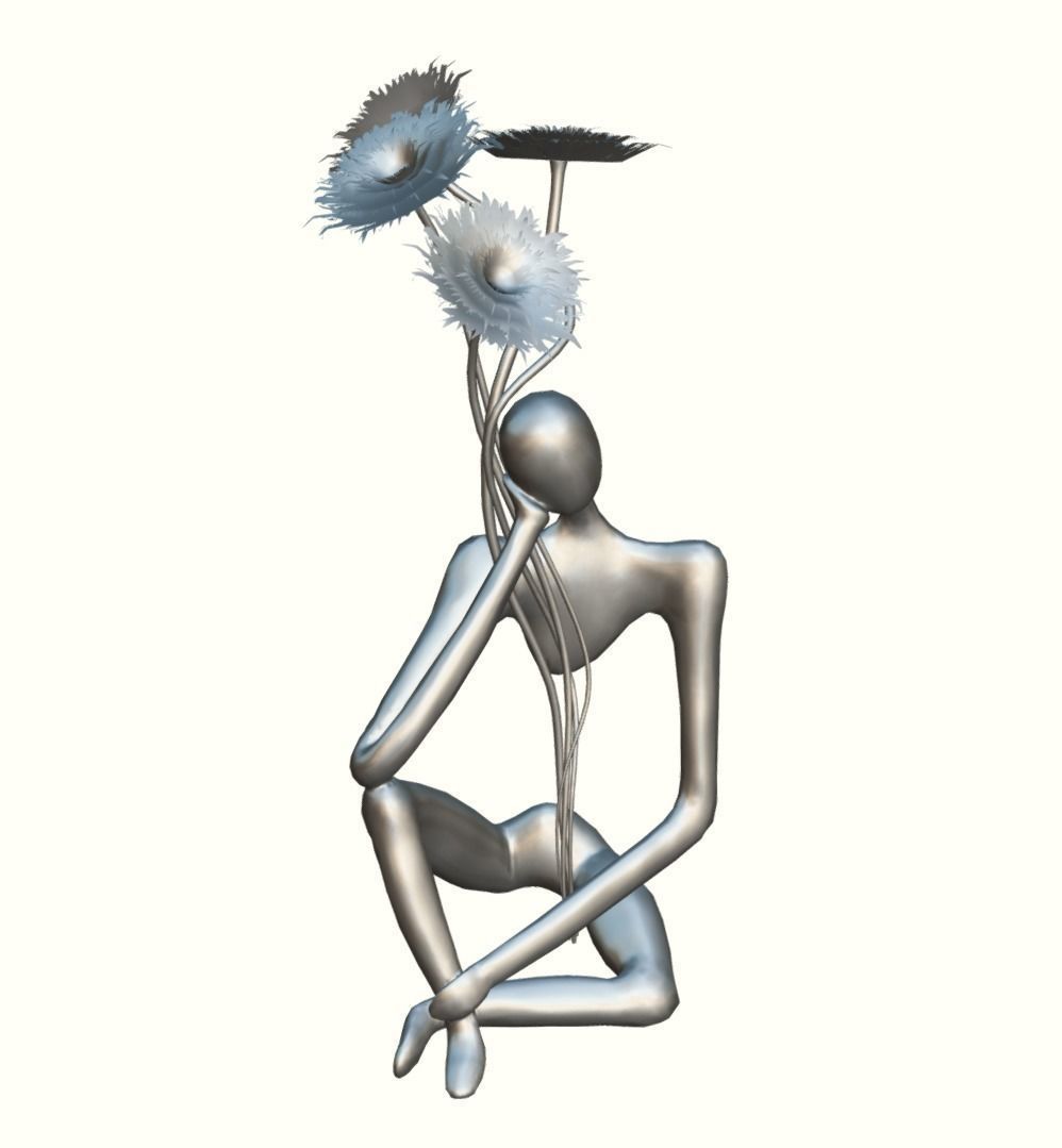Flower Holder Statue  LP   Statue  Low-poly 3D model_4