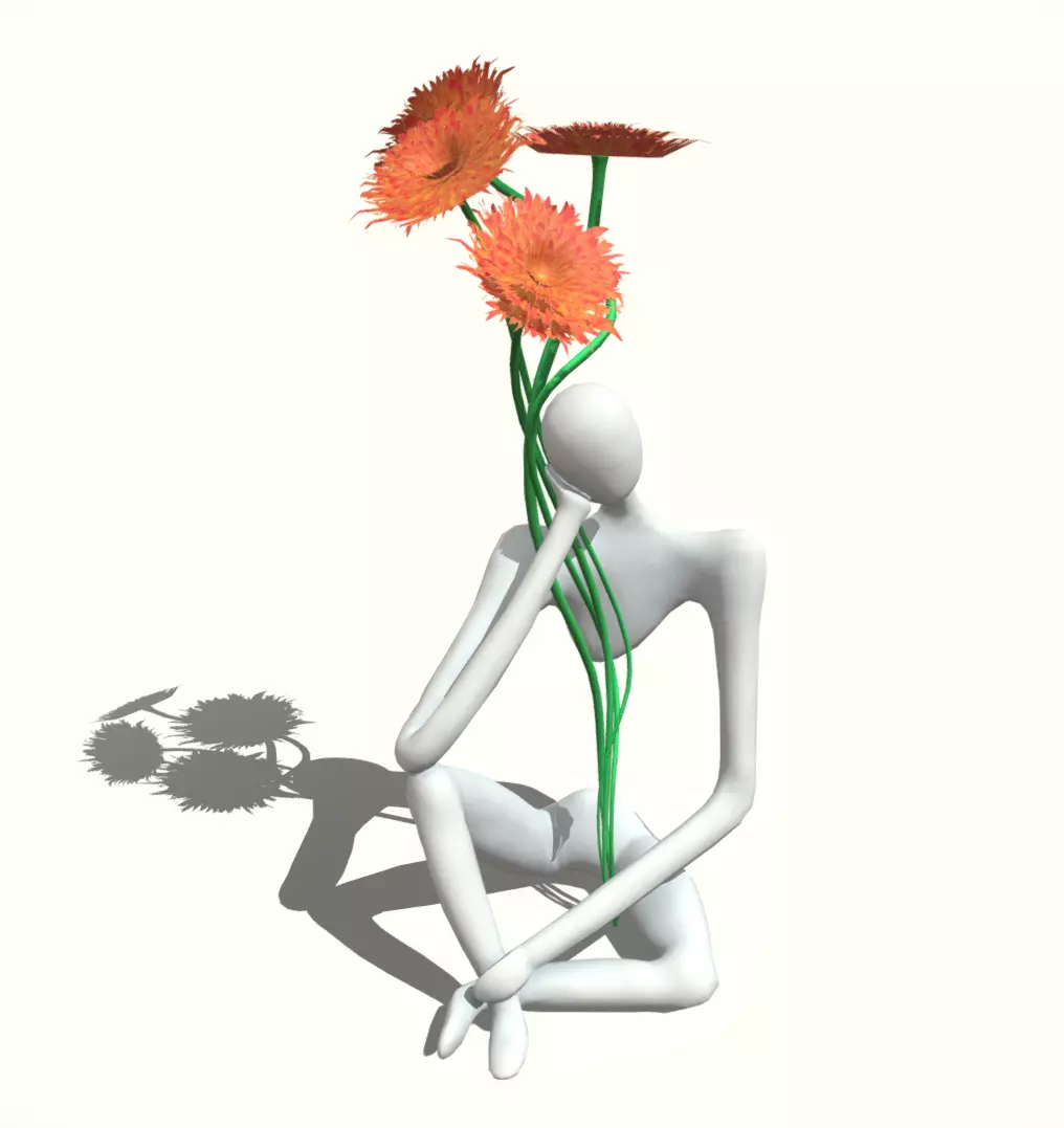 Flower Holder Statue  LP   Statue  Low-poly 3D model_0