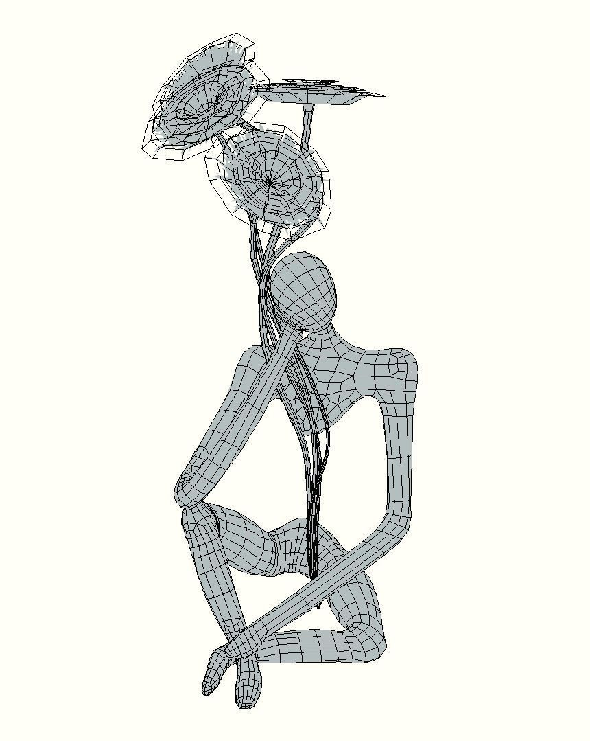 Flower Holder Statue  LP   Statue  Low-poly 3D model_2