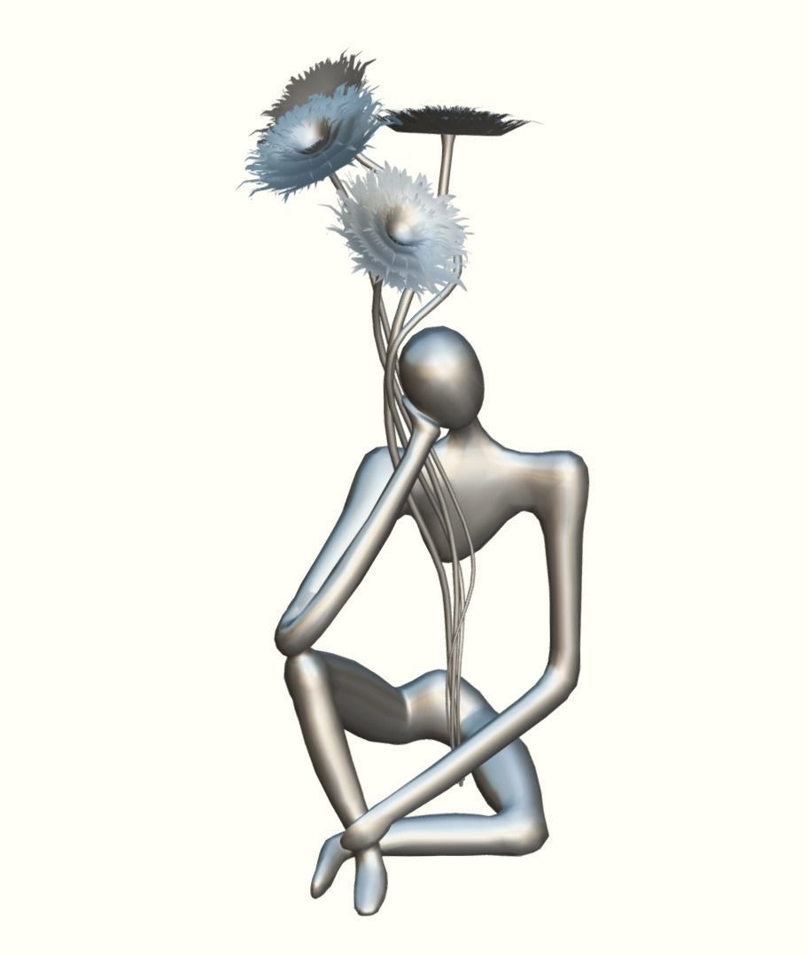 Flower Holder Statue  LP   Statue  Low-poly 3D model_3