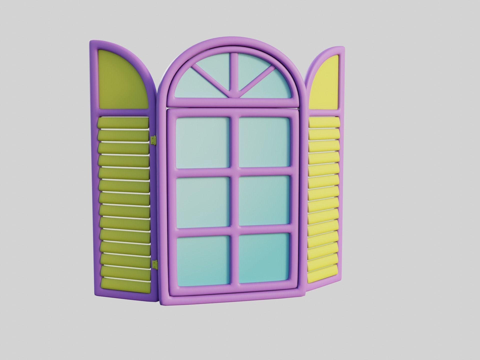 Cartoon Window 22a 3D model_5