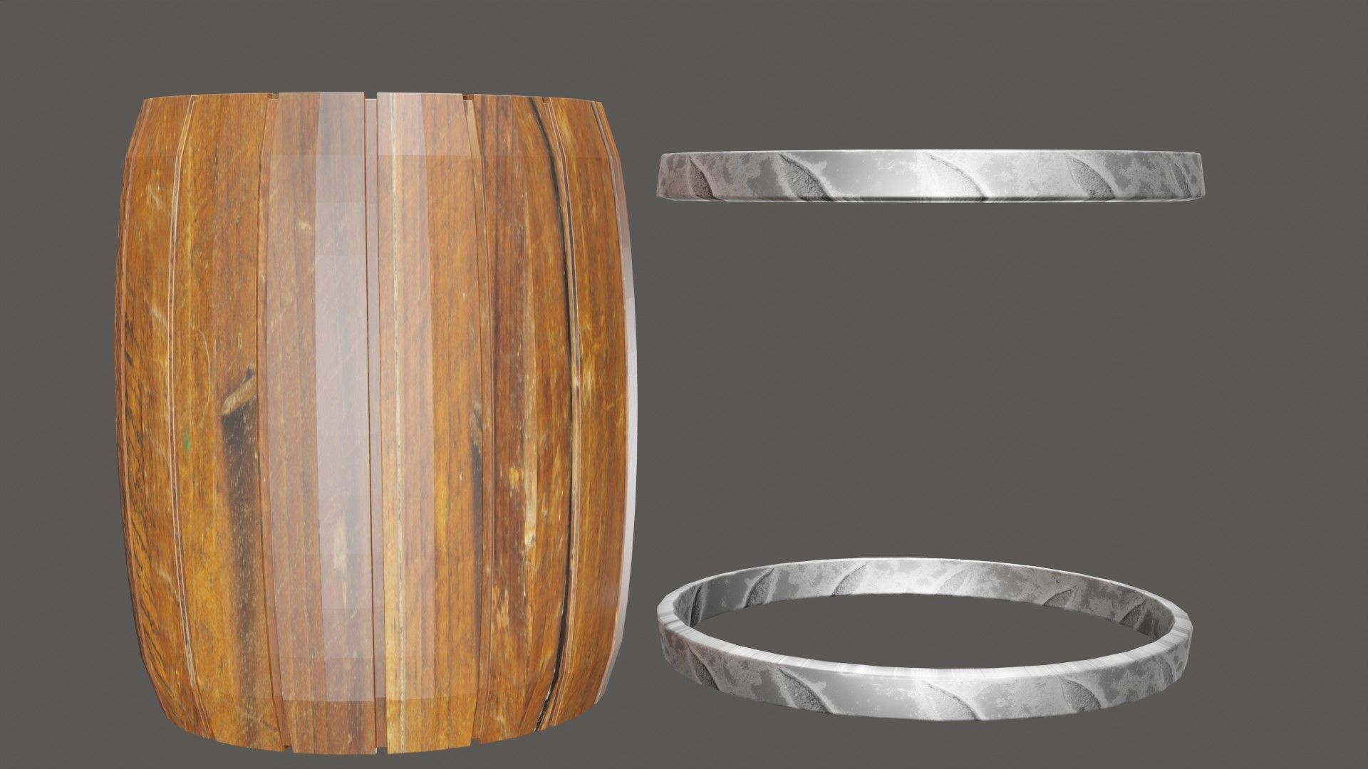 Barrel wooden Low-poly 3D model_4