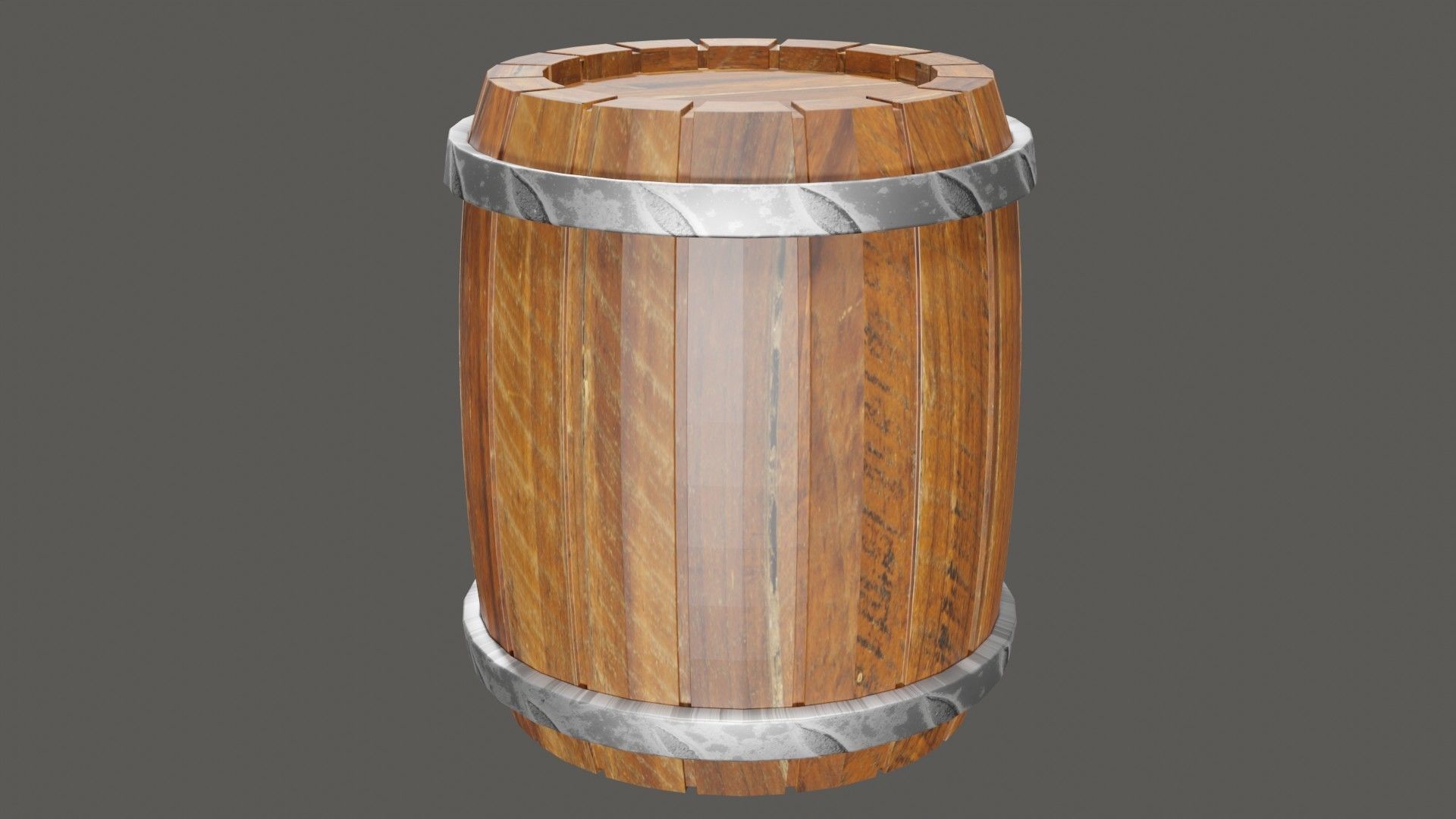 Barrel wooden Low-poly 3D model_1