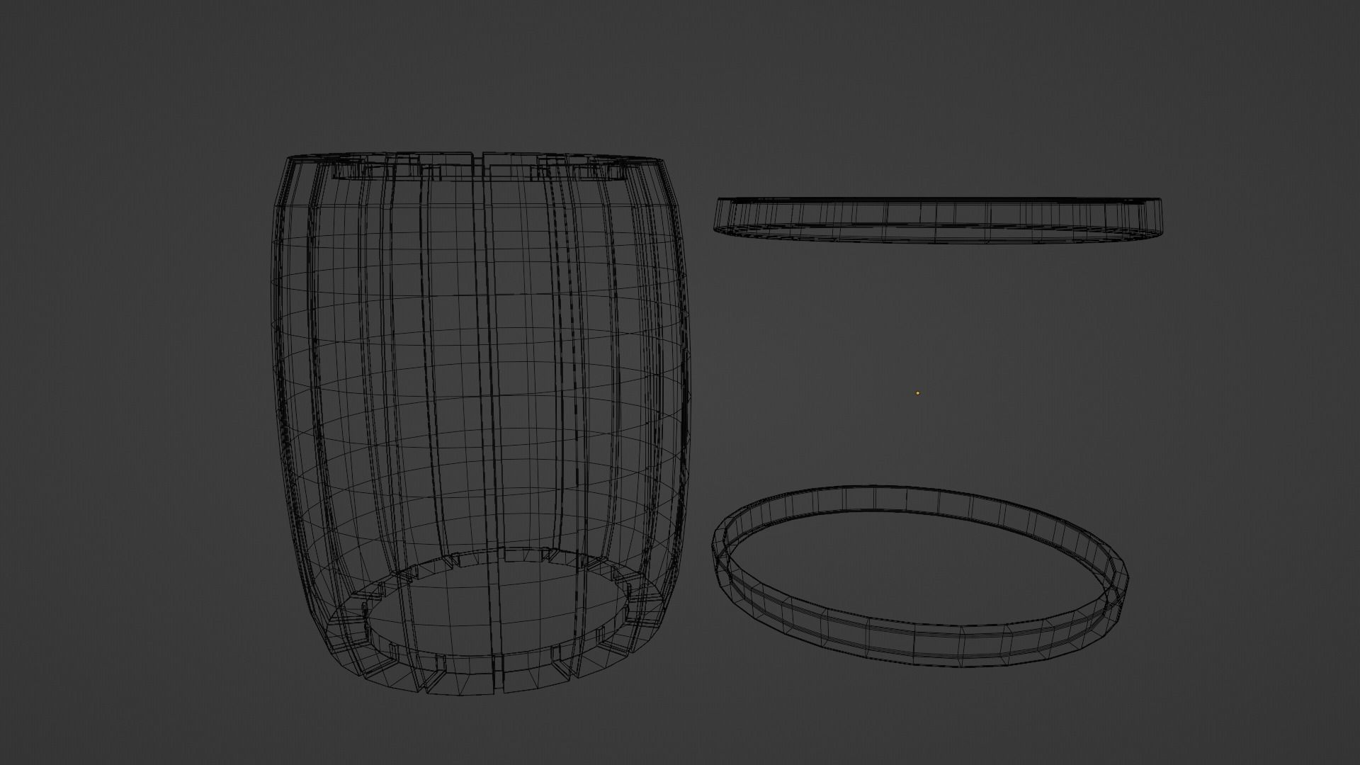 Barrel wooden Low-poly 3D model_10