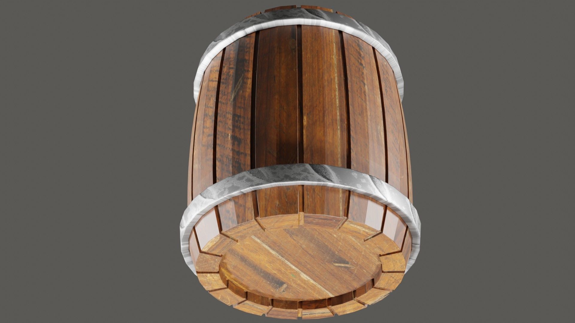 Barrel wooden Low-poly 3D model_3