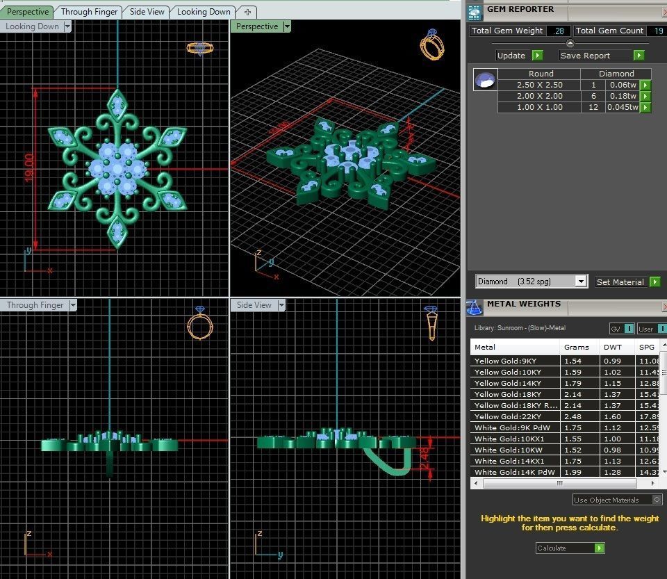 pendant gold snowflake with diamonds Free 3D model_1