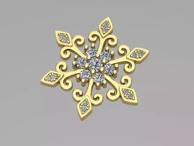 pendant gold snowflake with diamonds