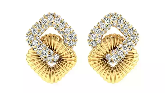 Earrings pair of gold with diamonds 3D print model