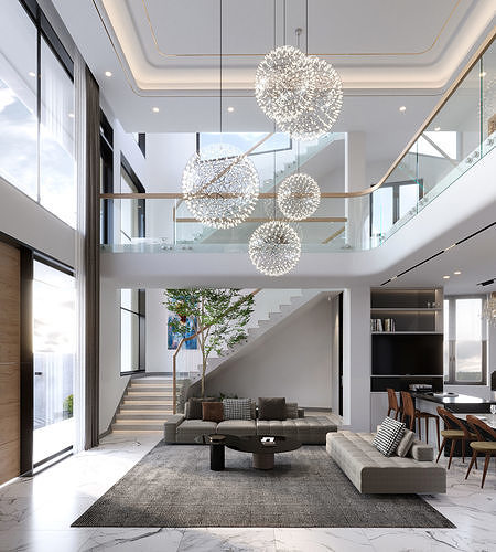 QD Living Room and Architectural 3D model 3
