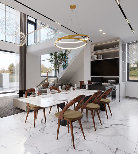 QD Living Room and Architectural 3D model 5