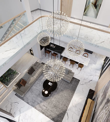 QD Living Room and Architectural 3D model 7