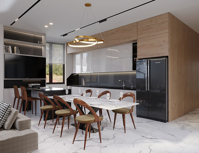 QD Living Room and Architectural 3D model 6