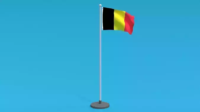 Low Poly Seamless Animated Belgium Flag Low-poly 3D model