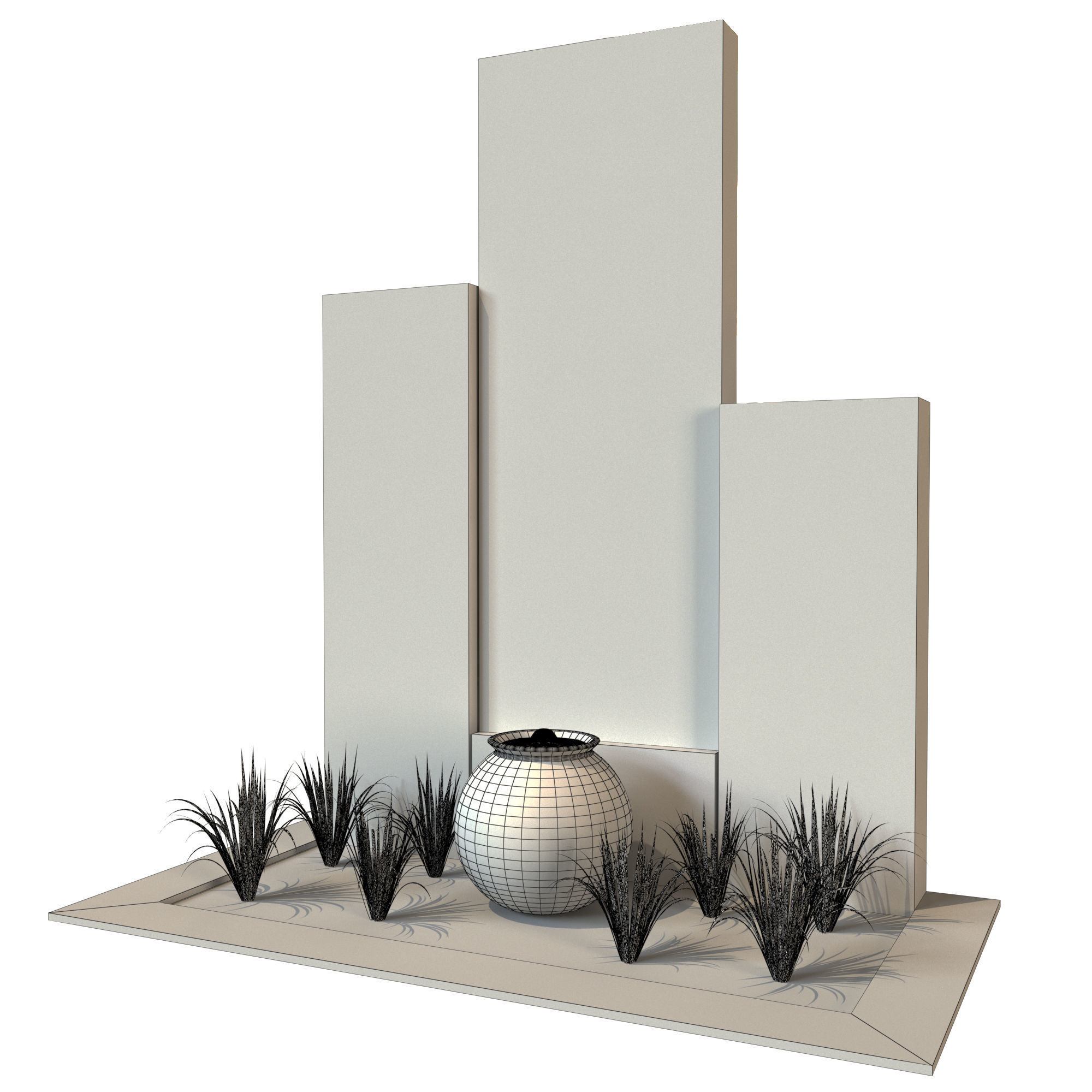 Entrance Wall With Fountain 3D model_4