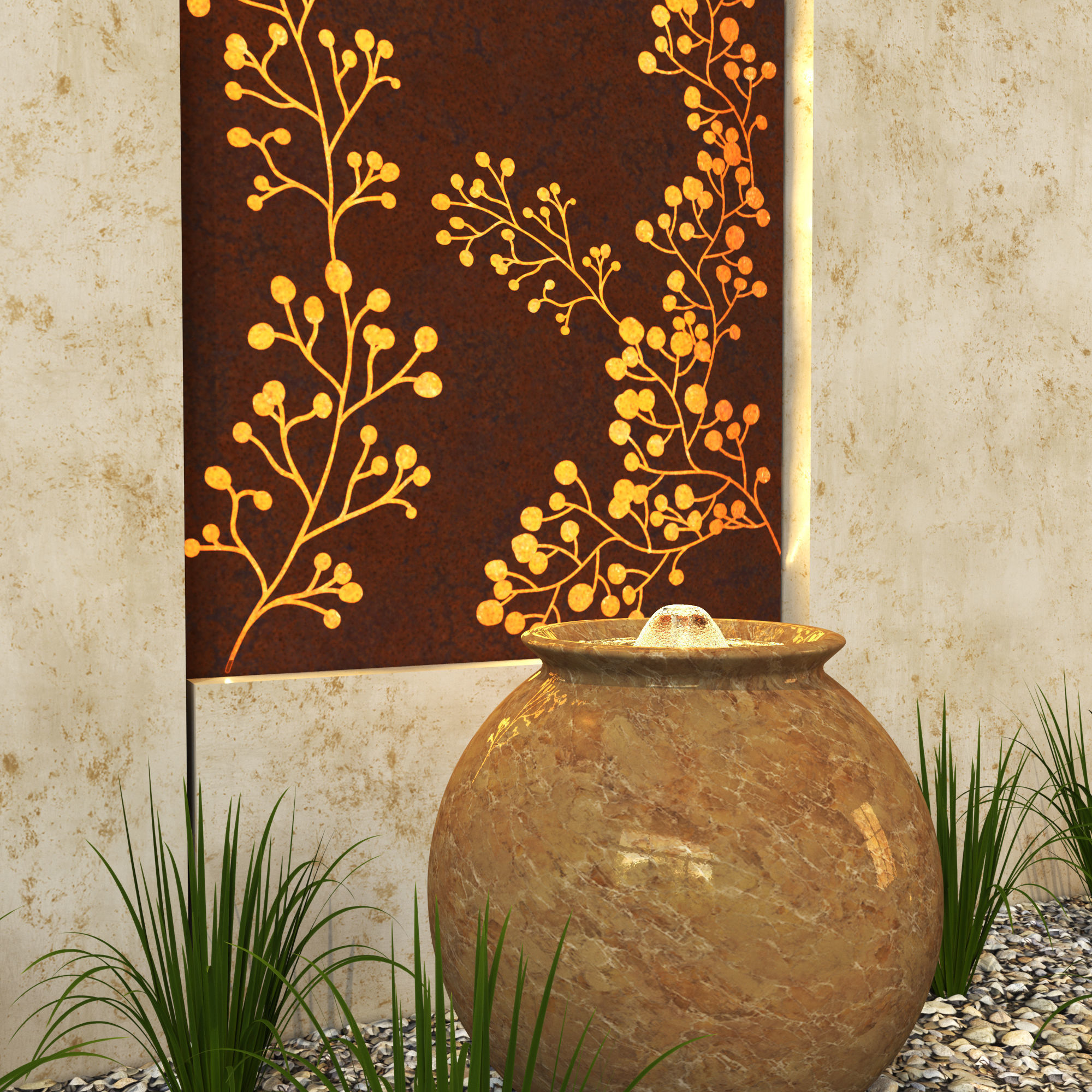 Entrance Wall With Fountain 3D model_3