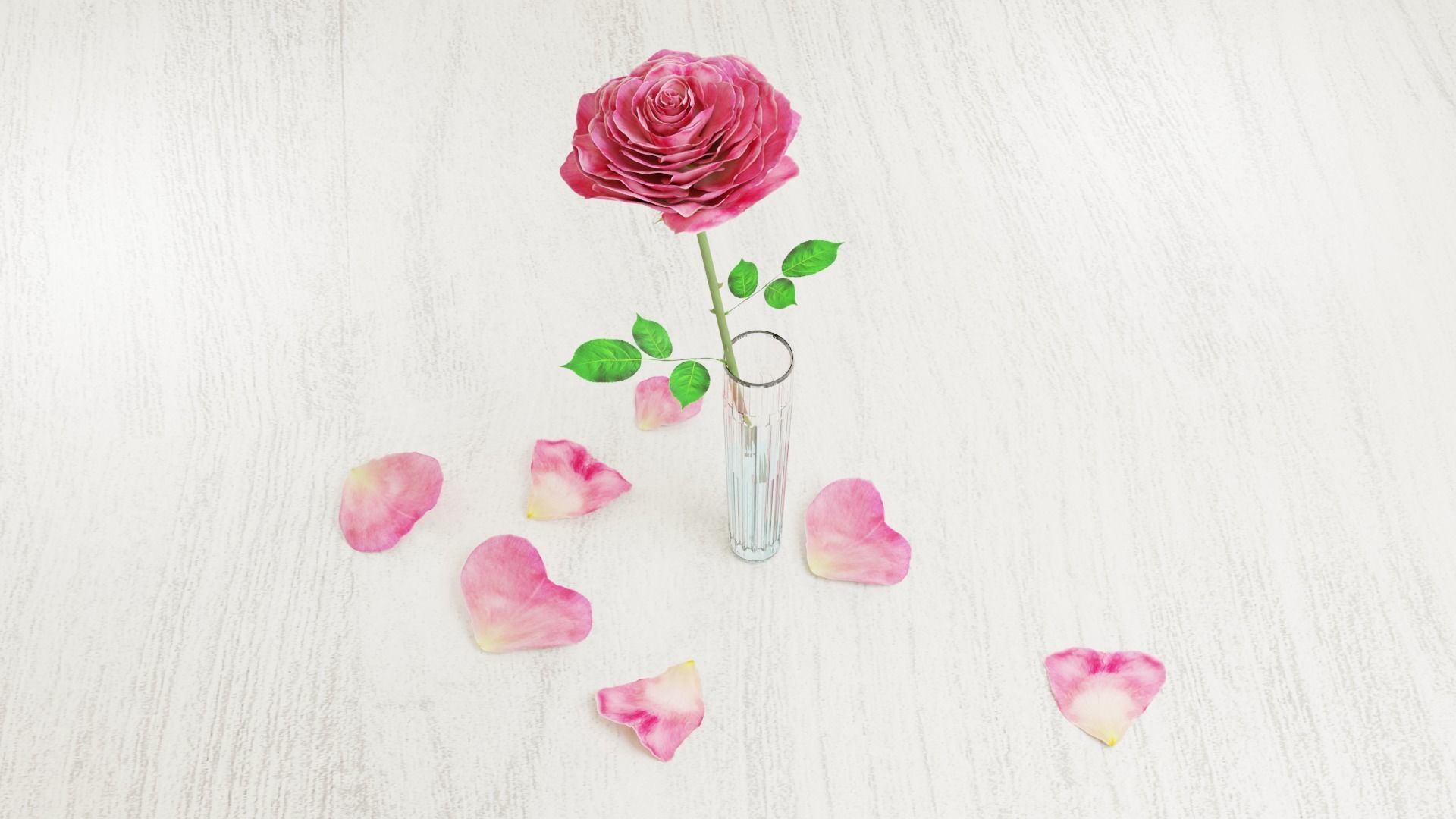 Pink Rose in a Crystal Vase 3D Model  Low-poly 3D model_1