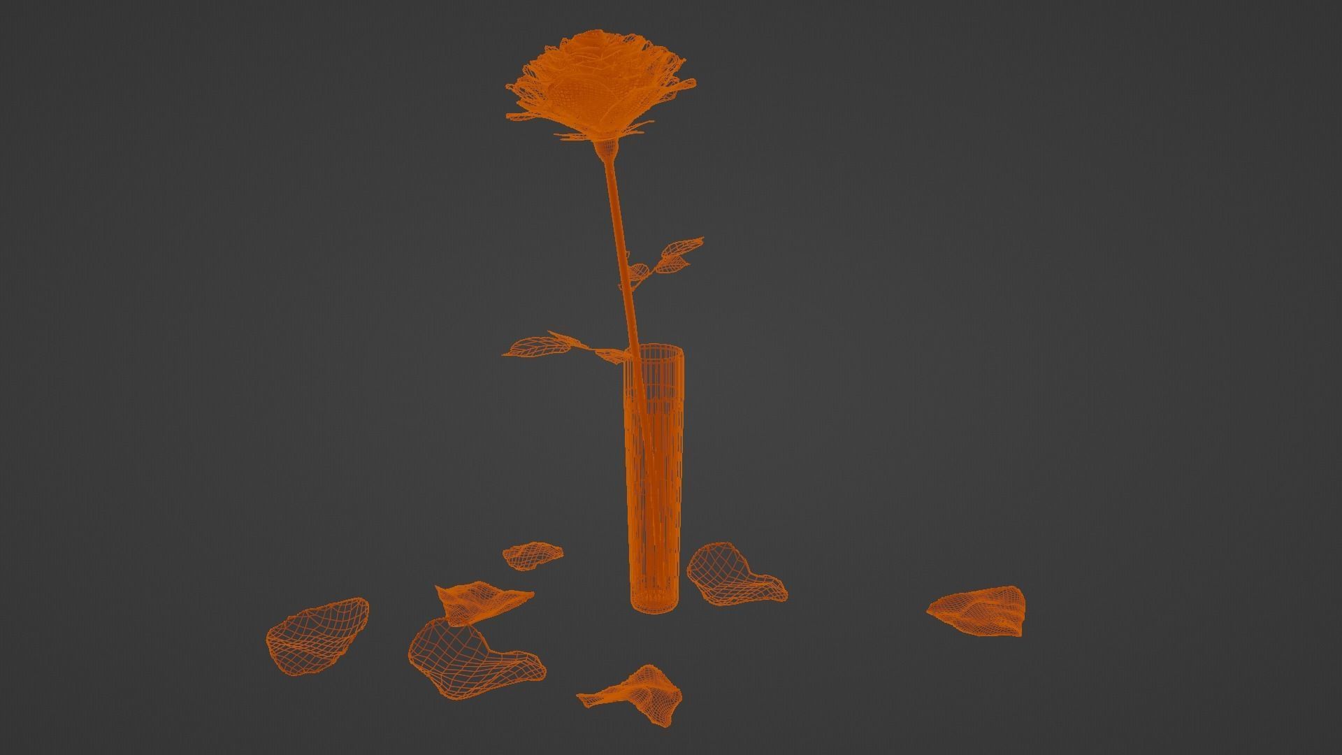 Pink Rose in a Crystal Vase 3D Model  Low-poly 3D model_10