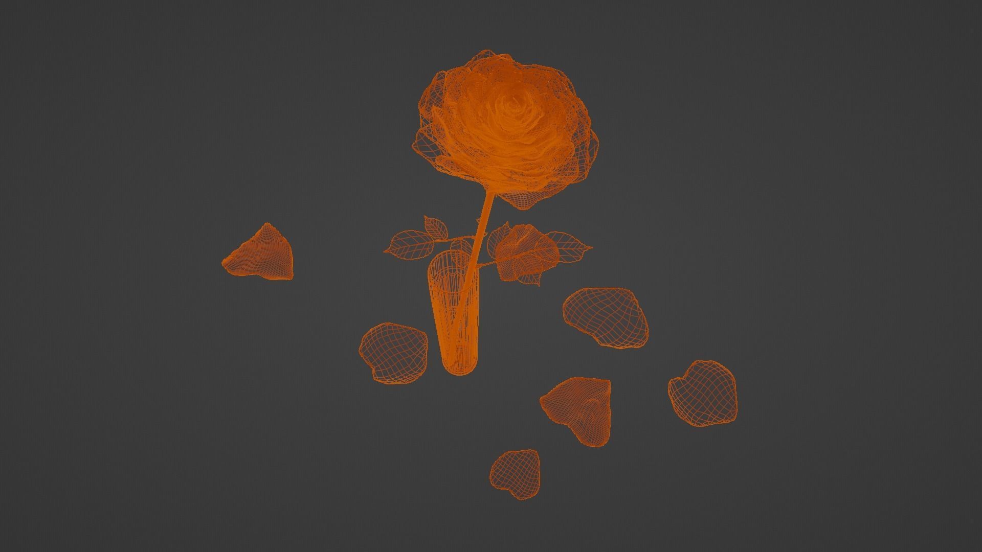 Pink Rose in a Crystal Vase 3D Model  Low-poly 3D model_9