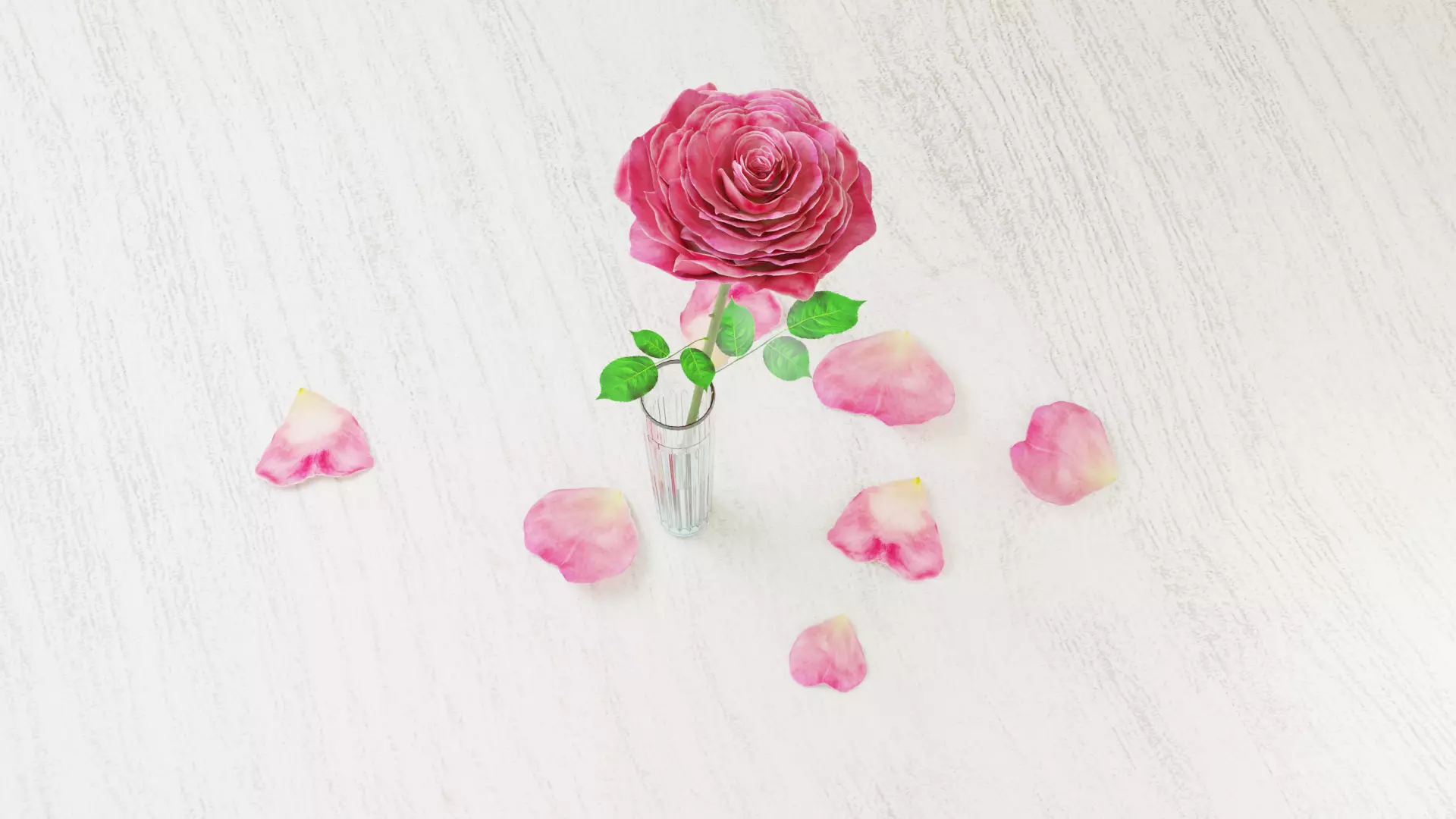 Pink Rose in a Crystal Vase 3D Model  Low-poly 3D model_0