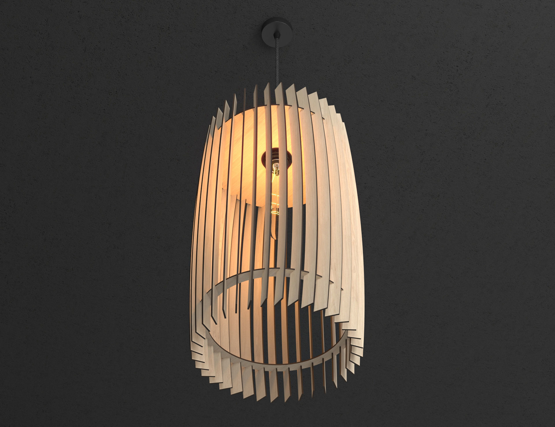 Wood Pendant Lamp 3 3D model_3