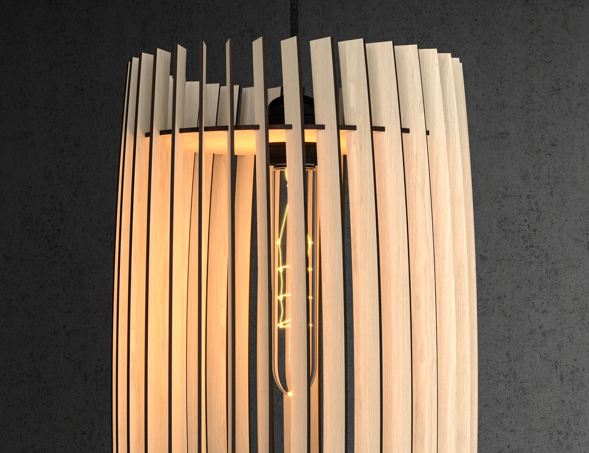 Wood Pendant Lamp 3 3D model_4